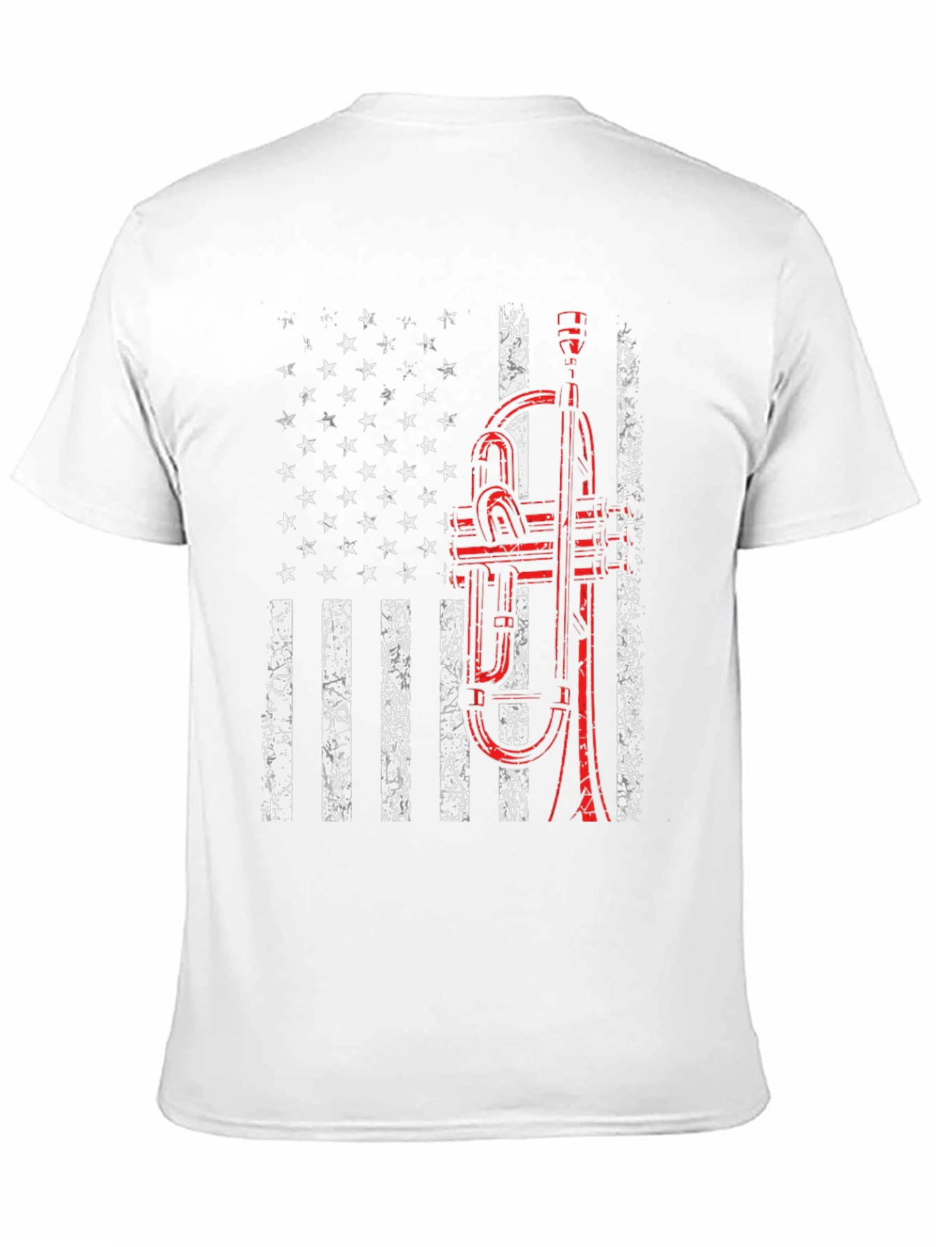 Black American Flag Trumpet T-Shirt view 11