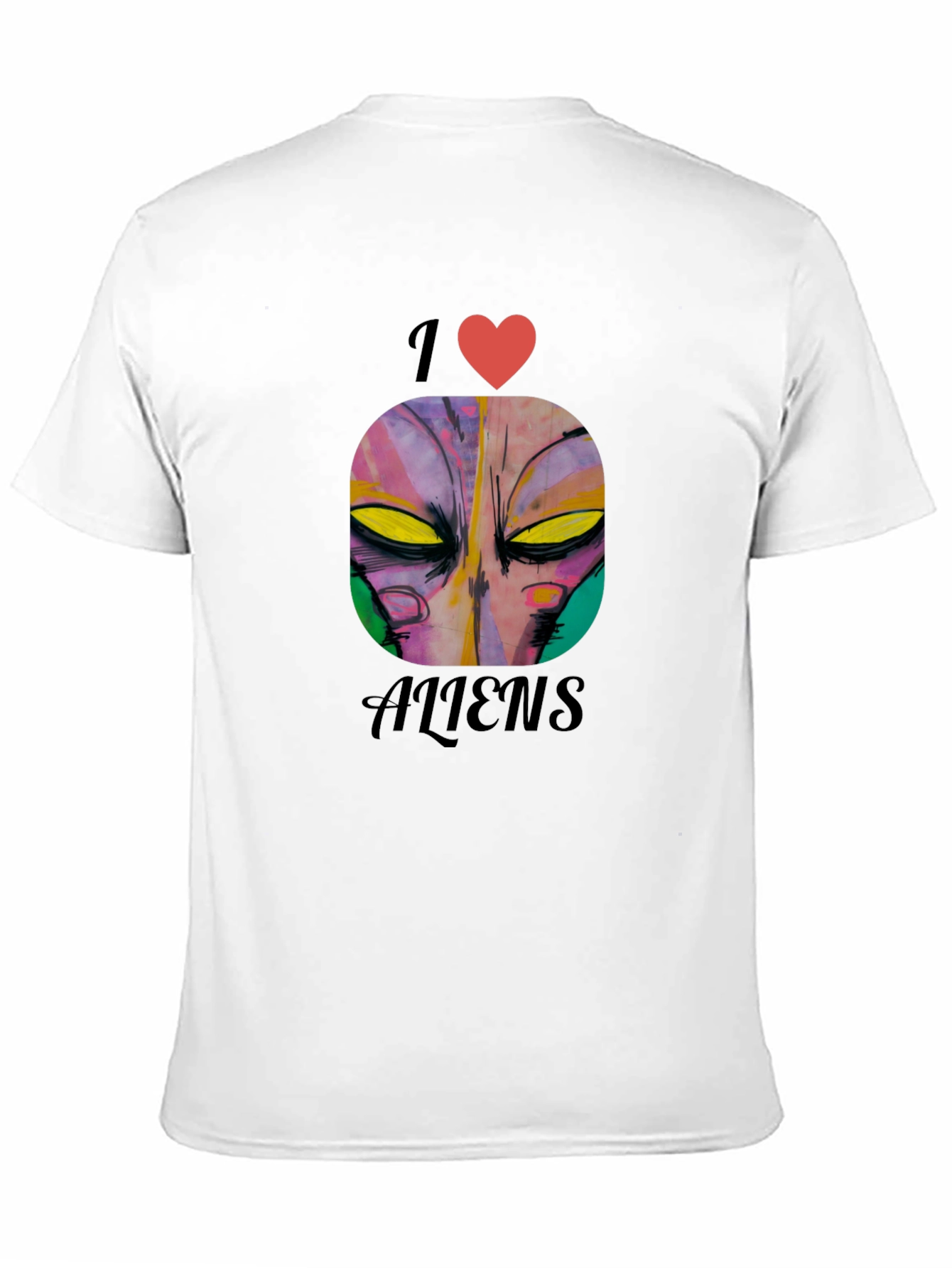 Black I Heart Aliens Graphic Tee - Black Cotton Casual T-Shirt view 11