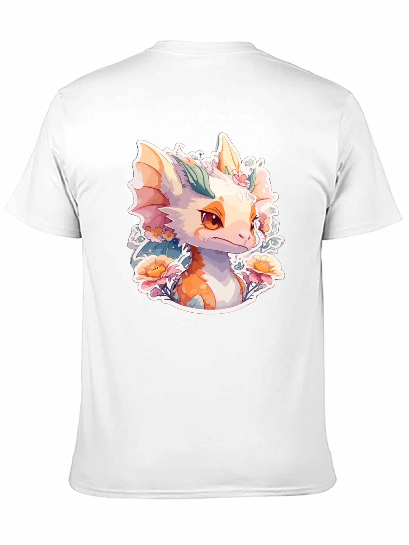 Black Dragon Floral T-Shirt: Cute Fantasy Creature Tee view 11