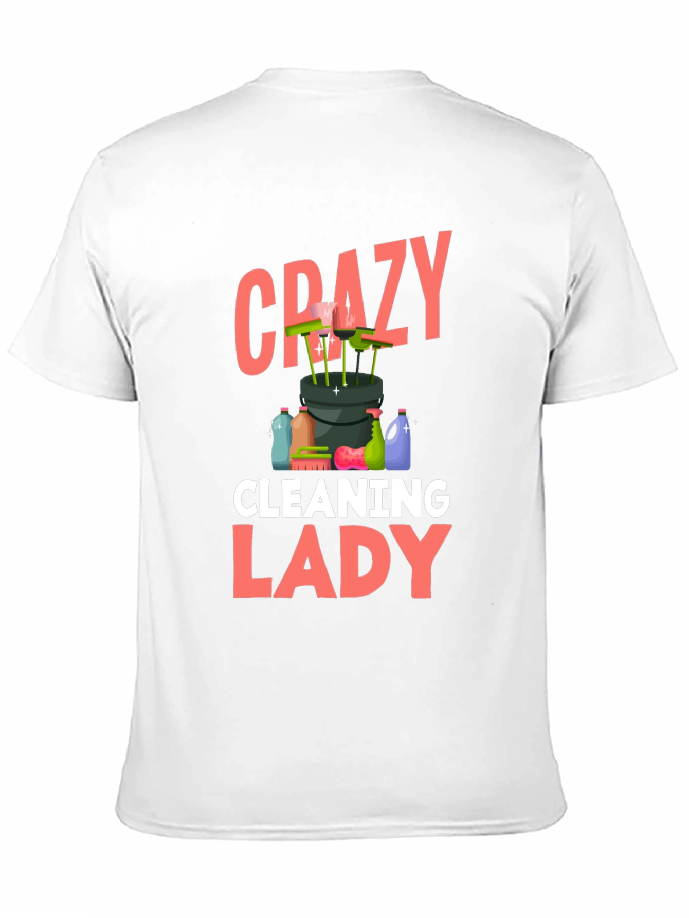 Black Crazy Cleaning Lady T-Shirt - Black Cotton view 11