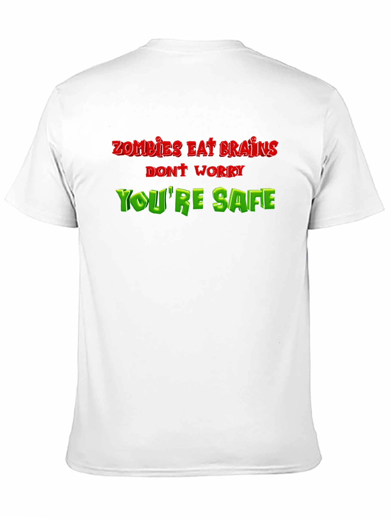 Black Zombie Eat Brains Funny T-Shirt - You're Safe! view 11