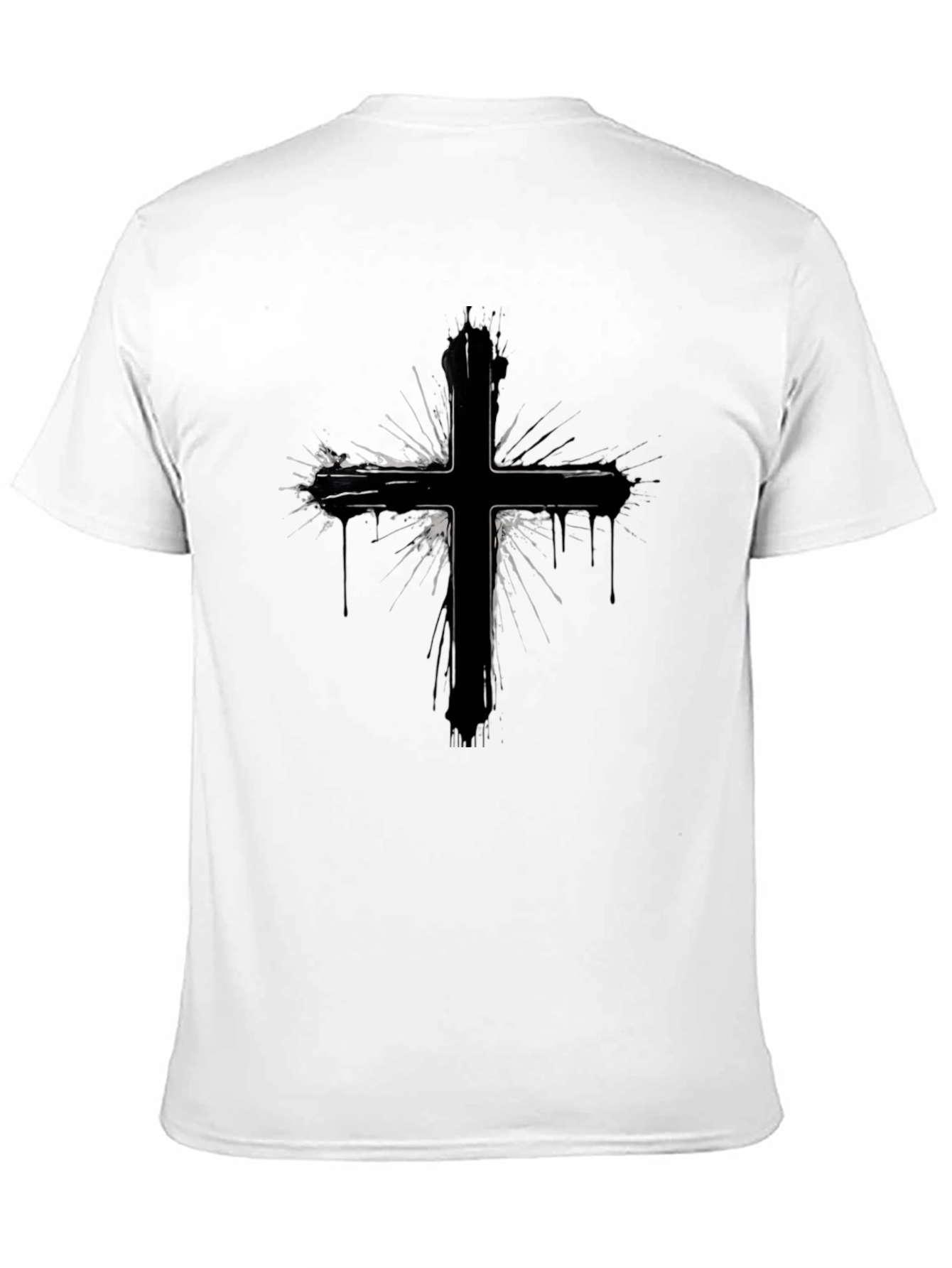 Black Edgy Cross Graphic Tee - Black Cotton Blend view 11