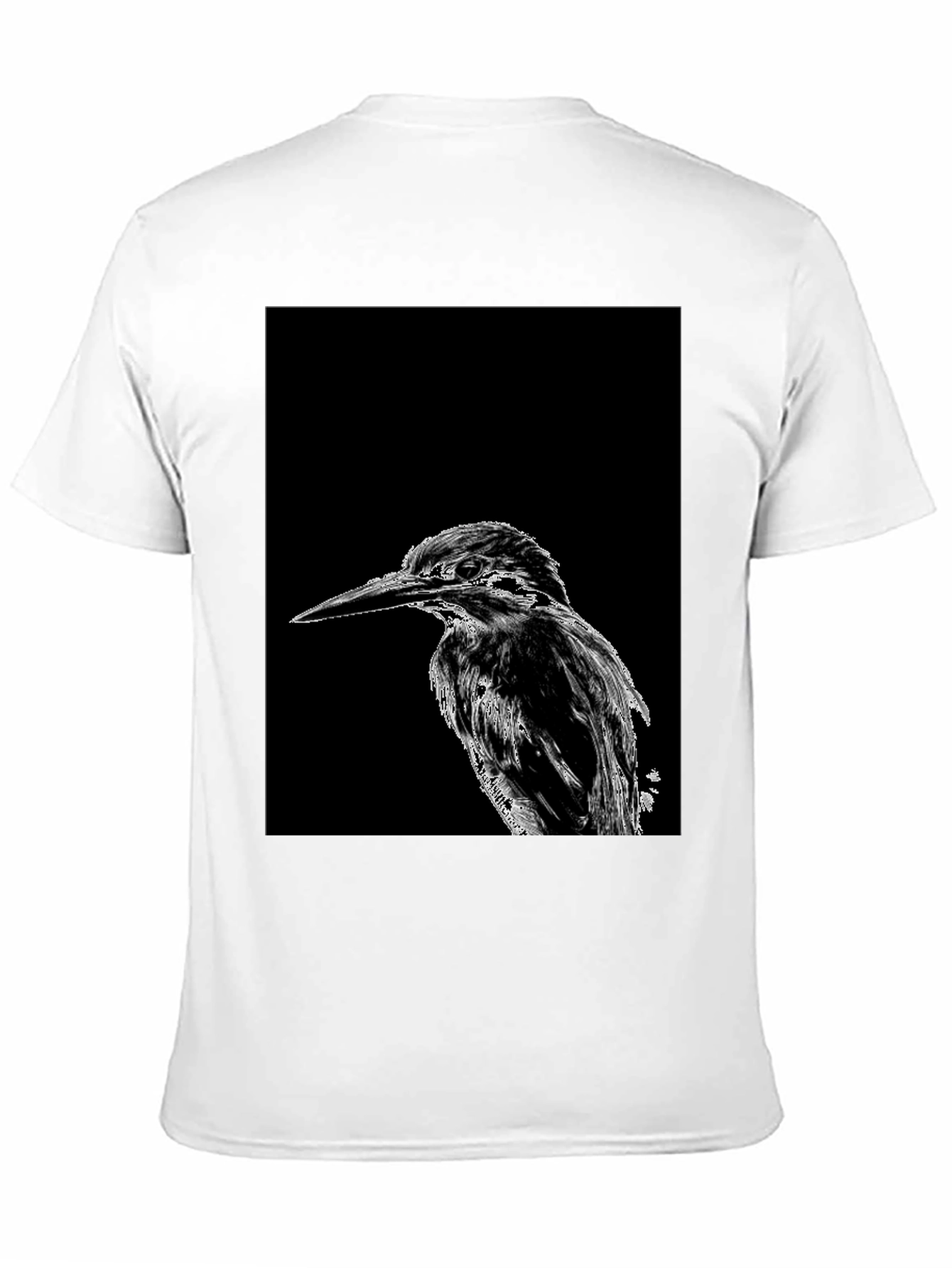 Black Kingfisher Bird Print Black T-Shirt view 11