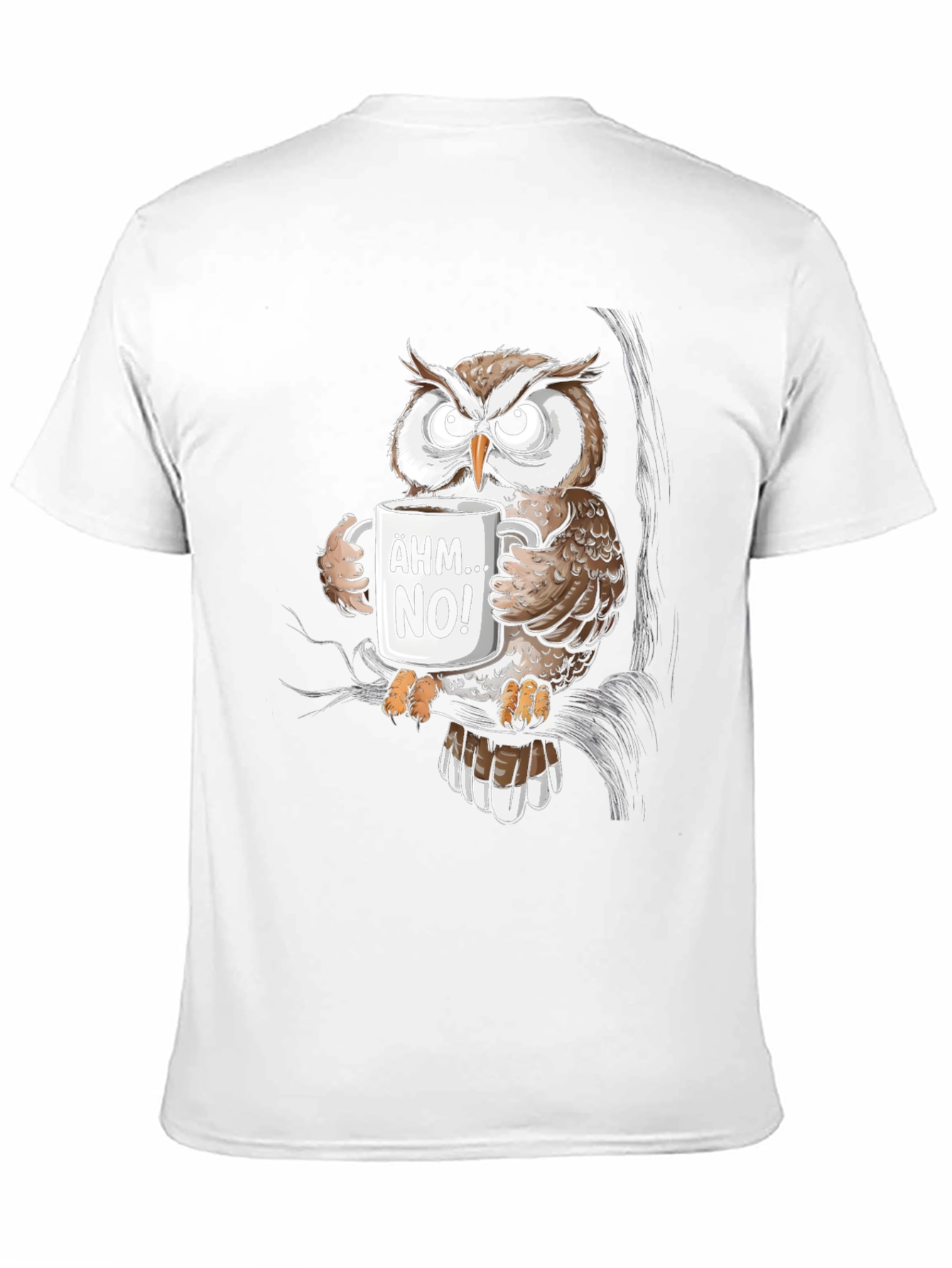 Black Funny Owl Coffee T-Shirt - Ähm No! Graphic Tee view 11