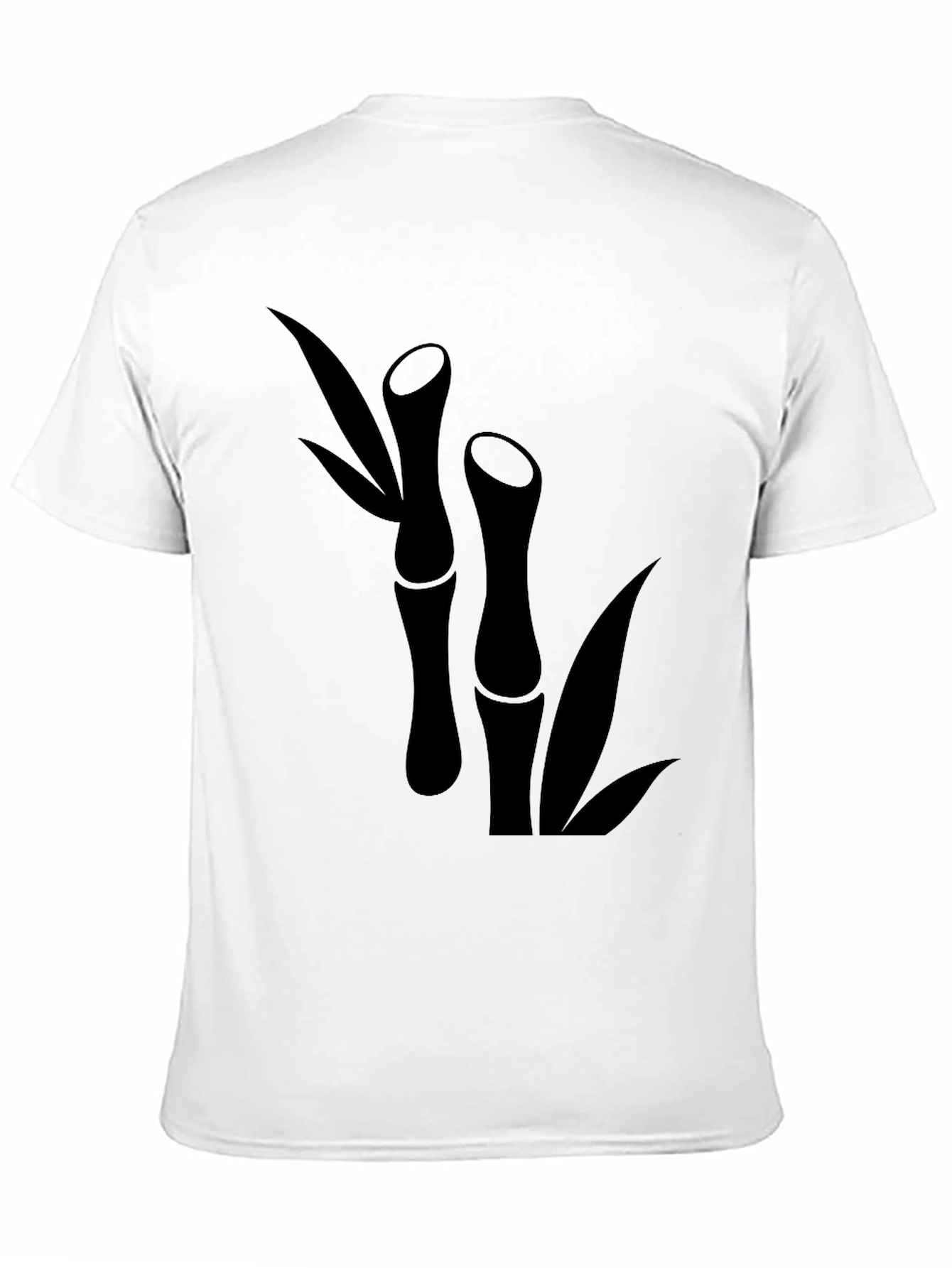 Black Bamboo Print T-Shirt - Black Short Sleeve Casual Tee view 11