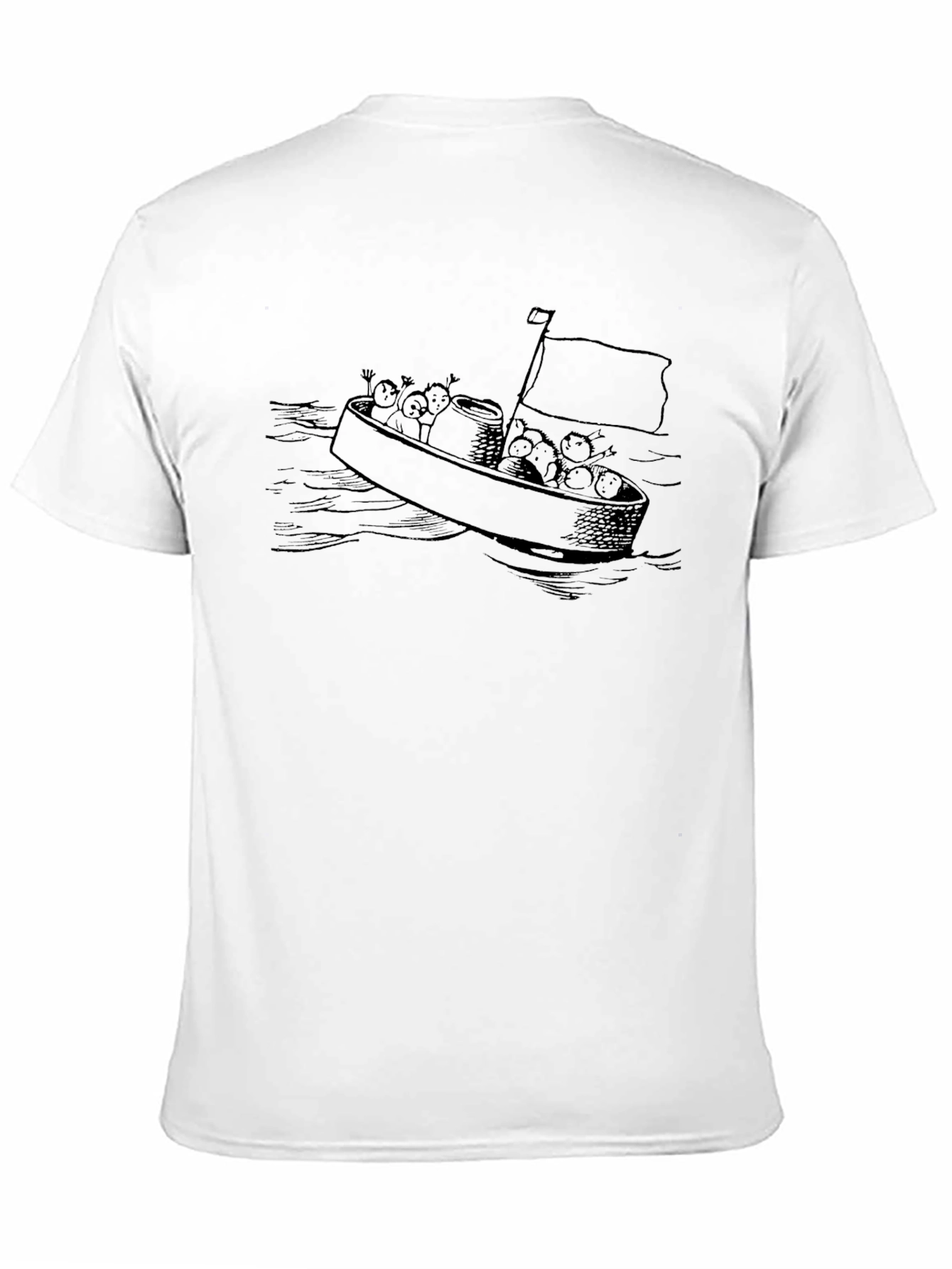 Black Cartoon Boat Black T-Shirt view 11