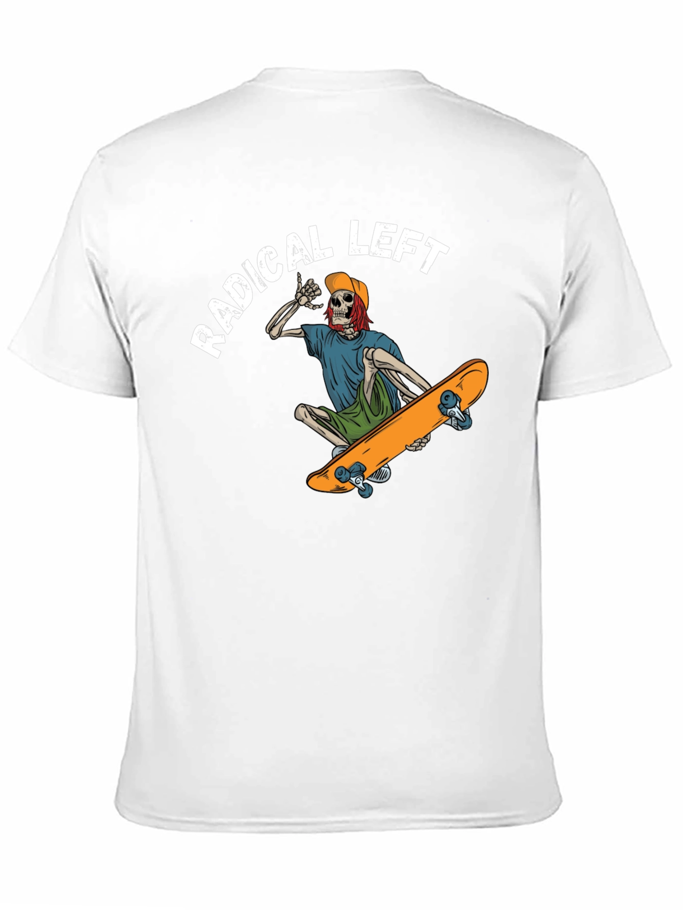 Black Radical Left Skeleton Skateboard T-Shirt view 11