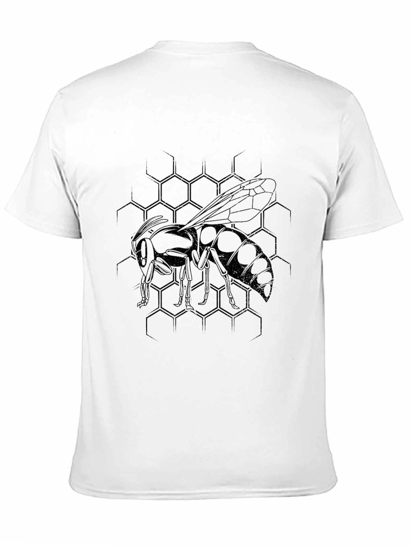 Black Men's Black Graphic Tee - Honeycomb Wasp Design view 11