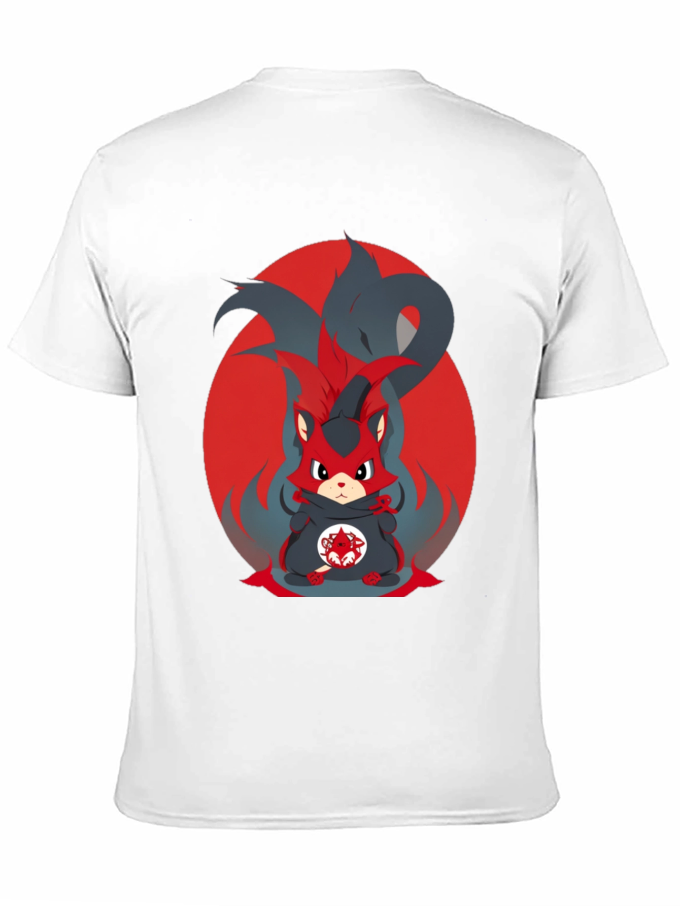 Black Anime Red Fox Graphic Tee - Men's Black T-Shirt view 11