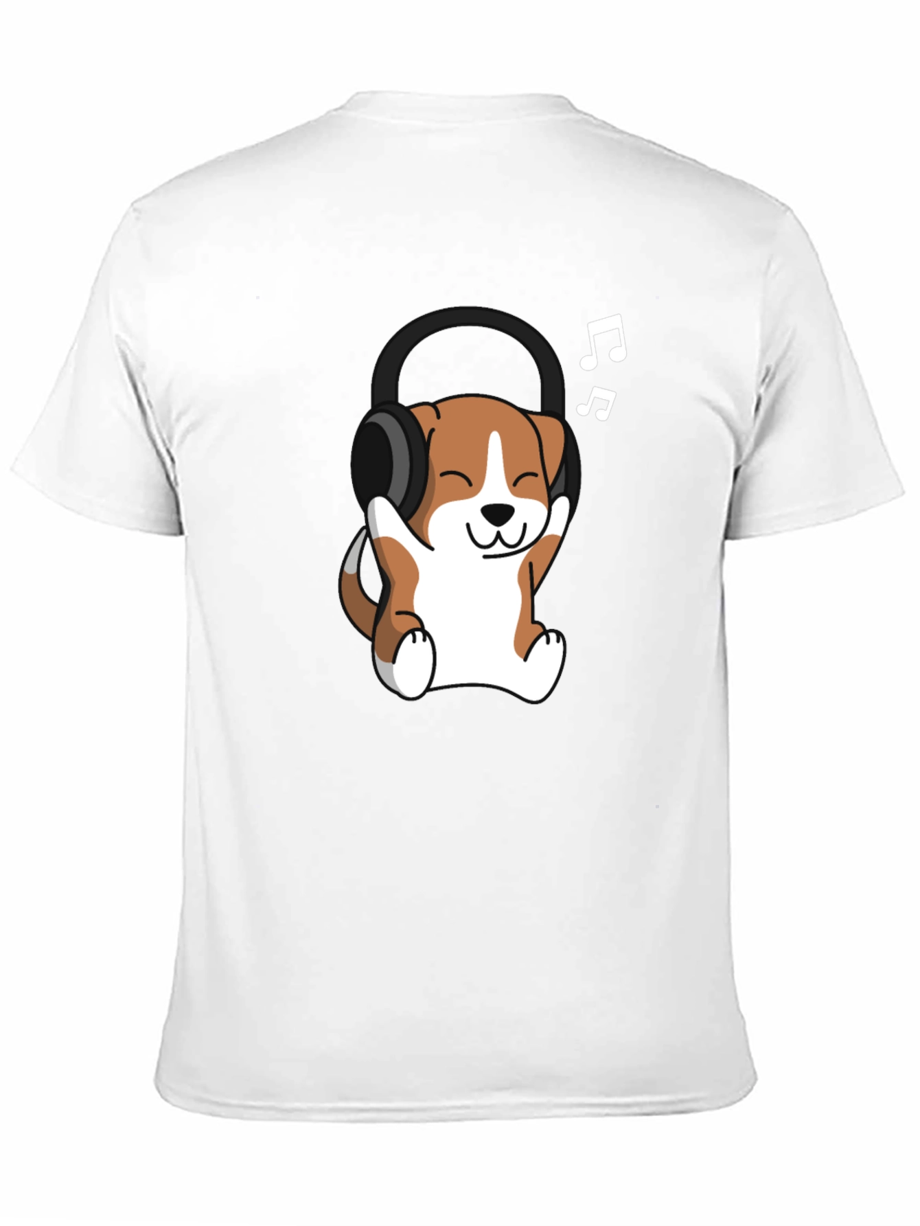 Black Cute Dog with Headphones Black T-Shirt view 11