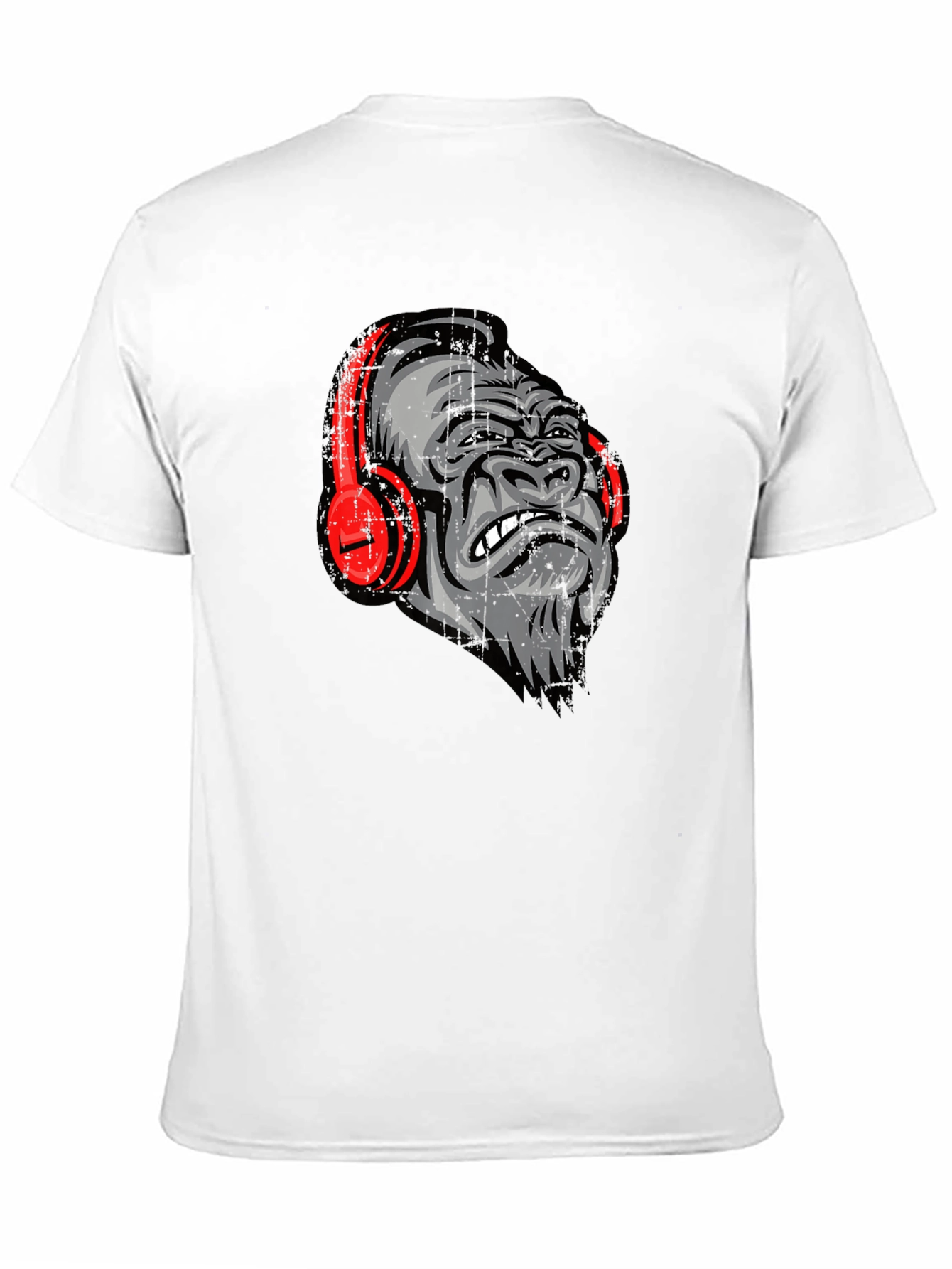 Black Cool Gorilla with Headphones Graphic Tee view 11