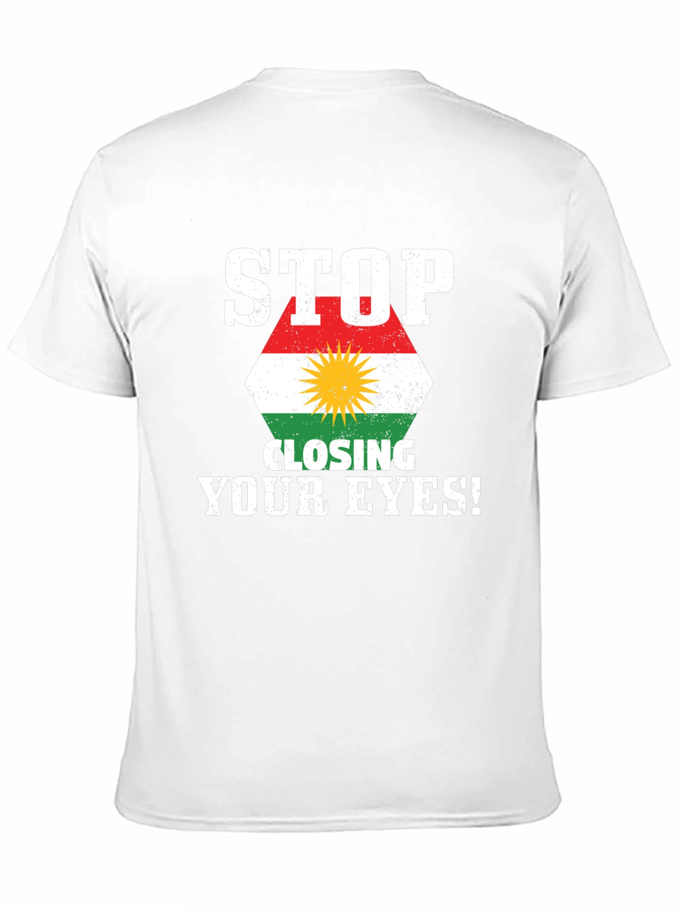 Black Stop Closing Your Eyes Kurdistan Flag T-Shirt view 11