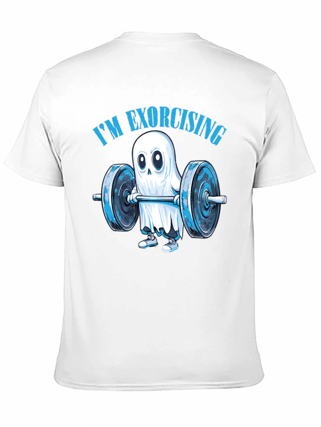 Black Funny Ghost Weightlifting T-Shirt: "I'm Exorcising!" view 11