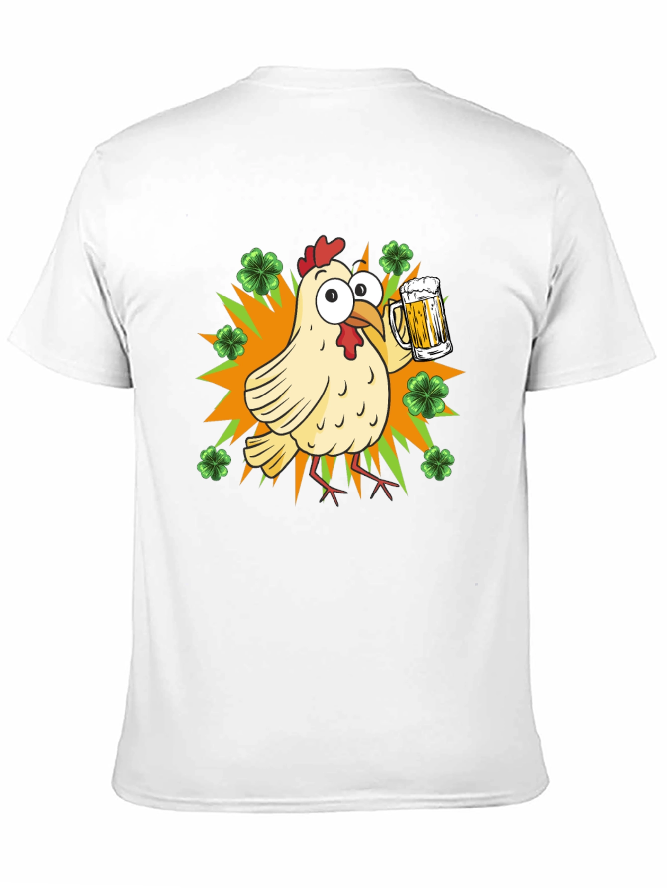 Black St. Patrick's Day Chicken with Beer T-Shirt view 11