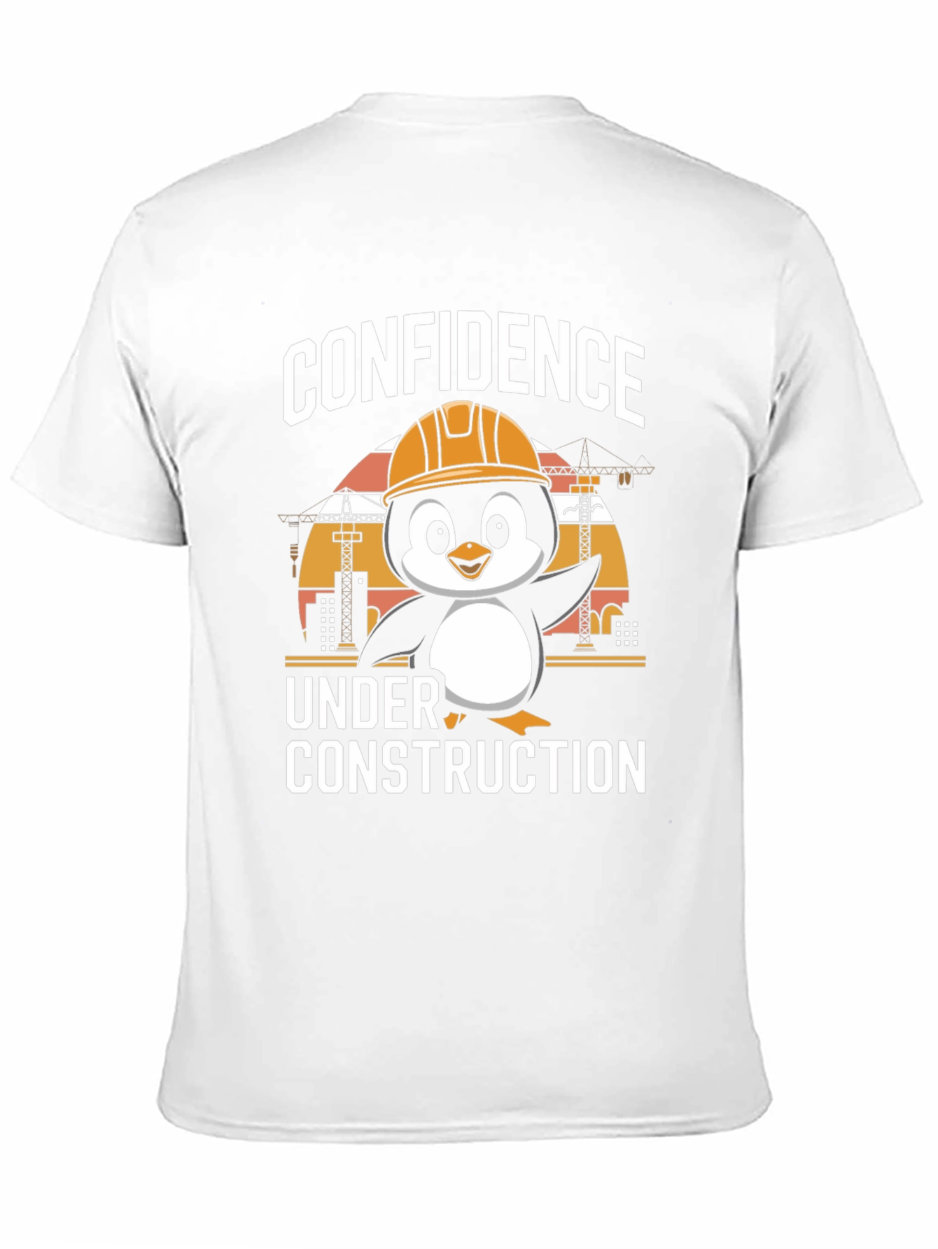 Black Confidence Under Construction Penguin T-Shirt view 11