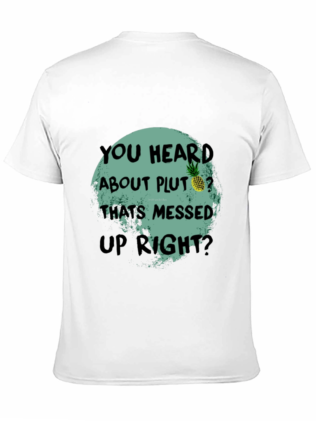 Black Funny Pluto Pineapple Graphic Tee - Unique Statement T-Shirt view 11