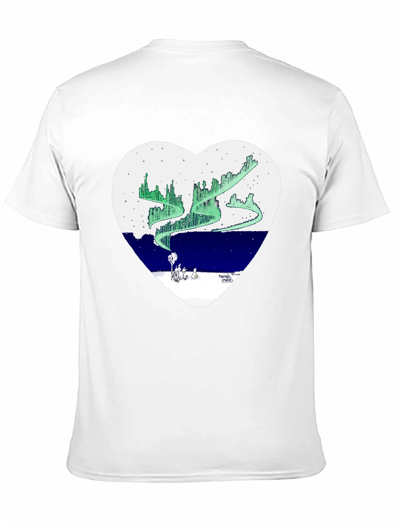 Black Aurora Borealis Heart Graphic T-Shirt view 11