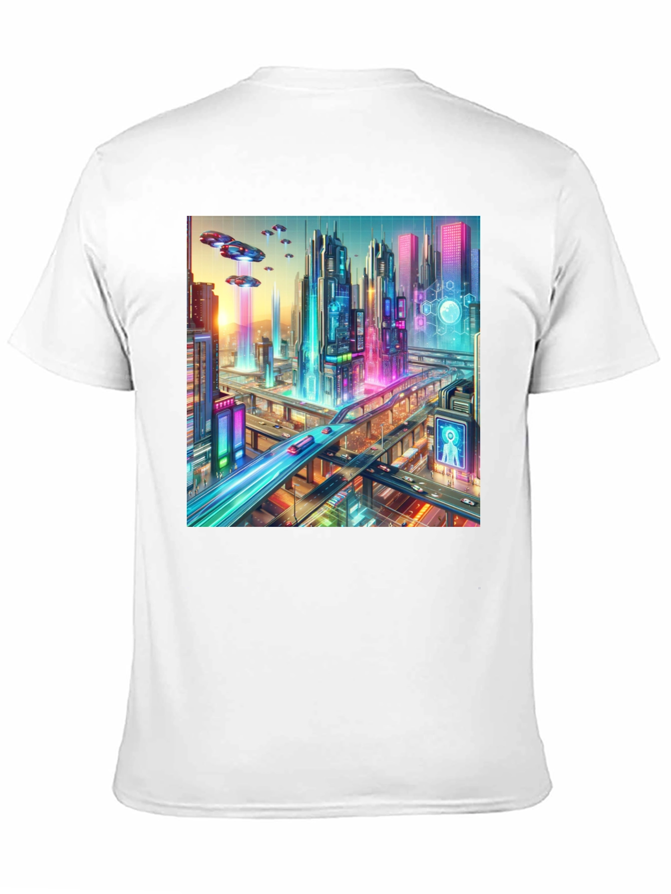 Black Futuristic Cityscape Graphic Tee - Black view 11