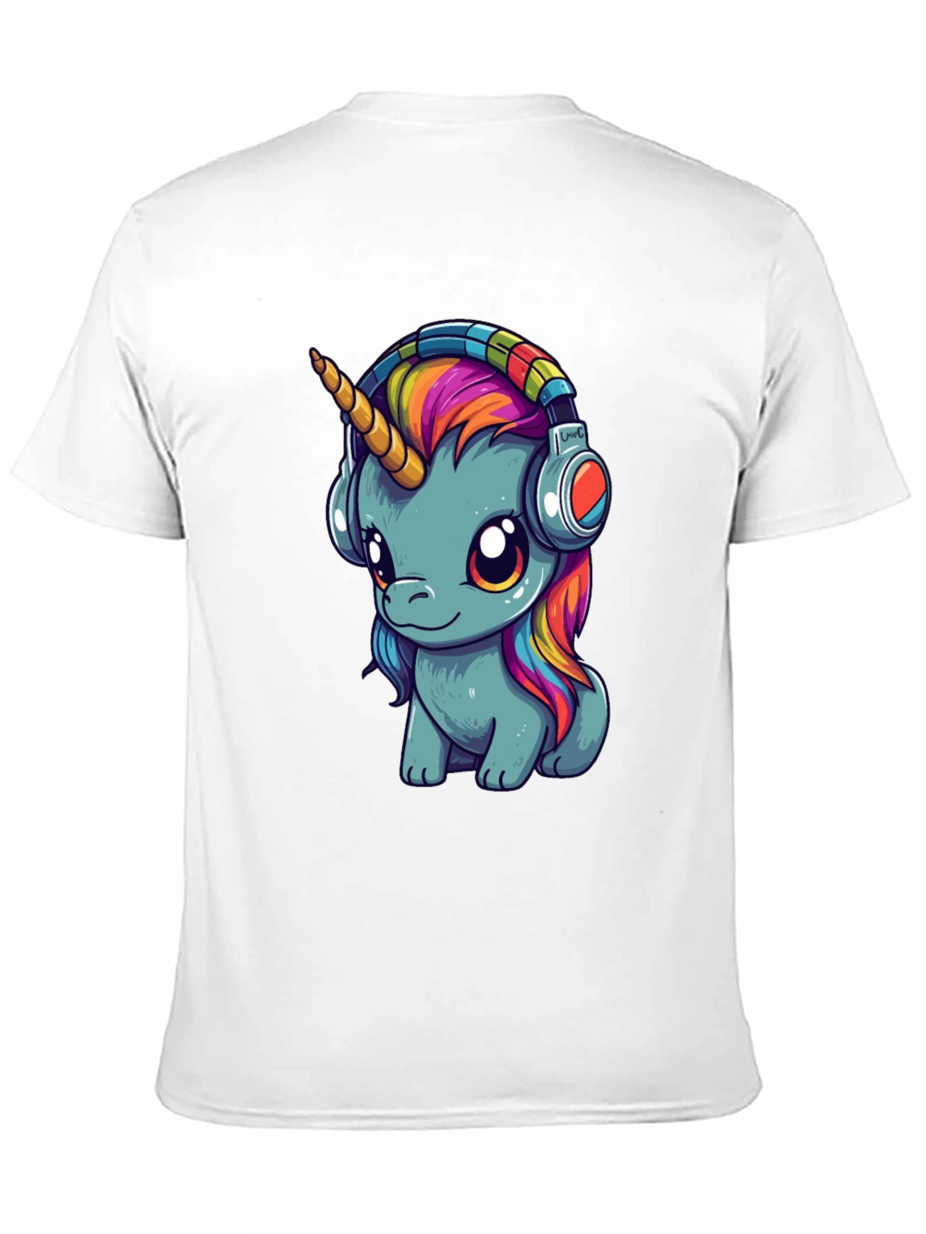 Black Unicorn Headphones Graphic Tee - Black Cotton T-Shirt view 11