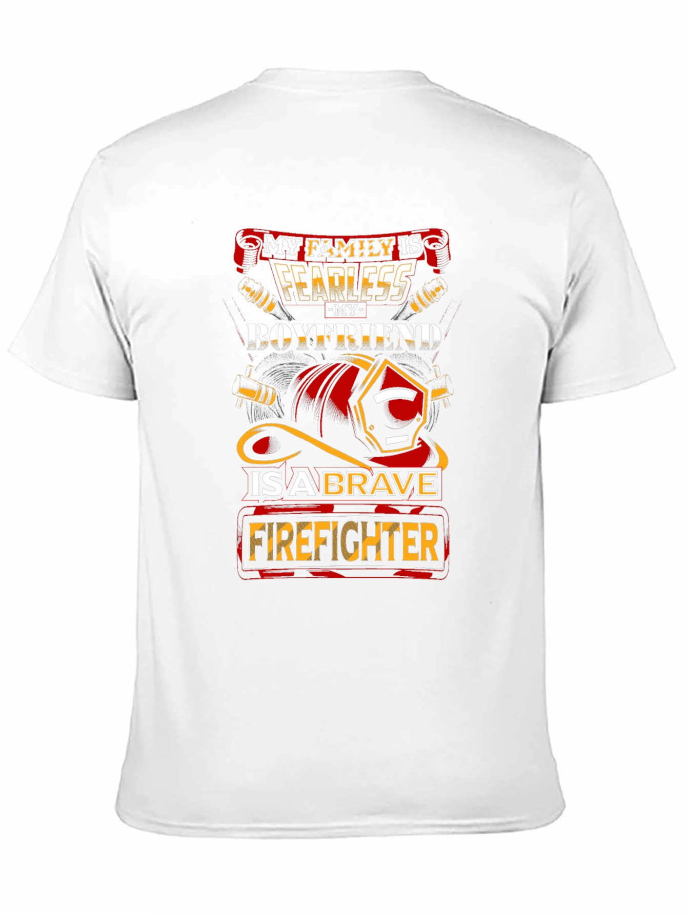 Black Fearless Firefighter Boyfriend Graphic Tee view 11