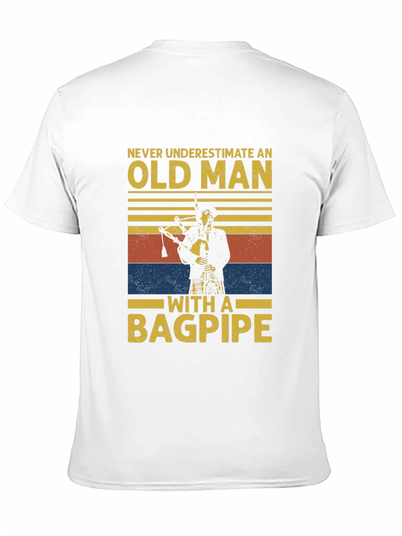 Black Old Man with a Bagpipe T-Shirt - Novelty Graphic Tee view 11