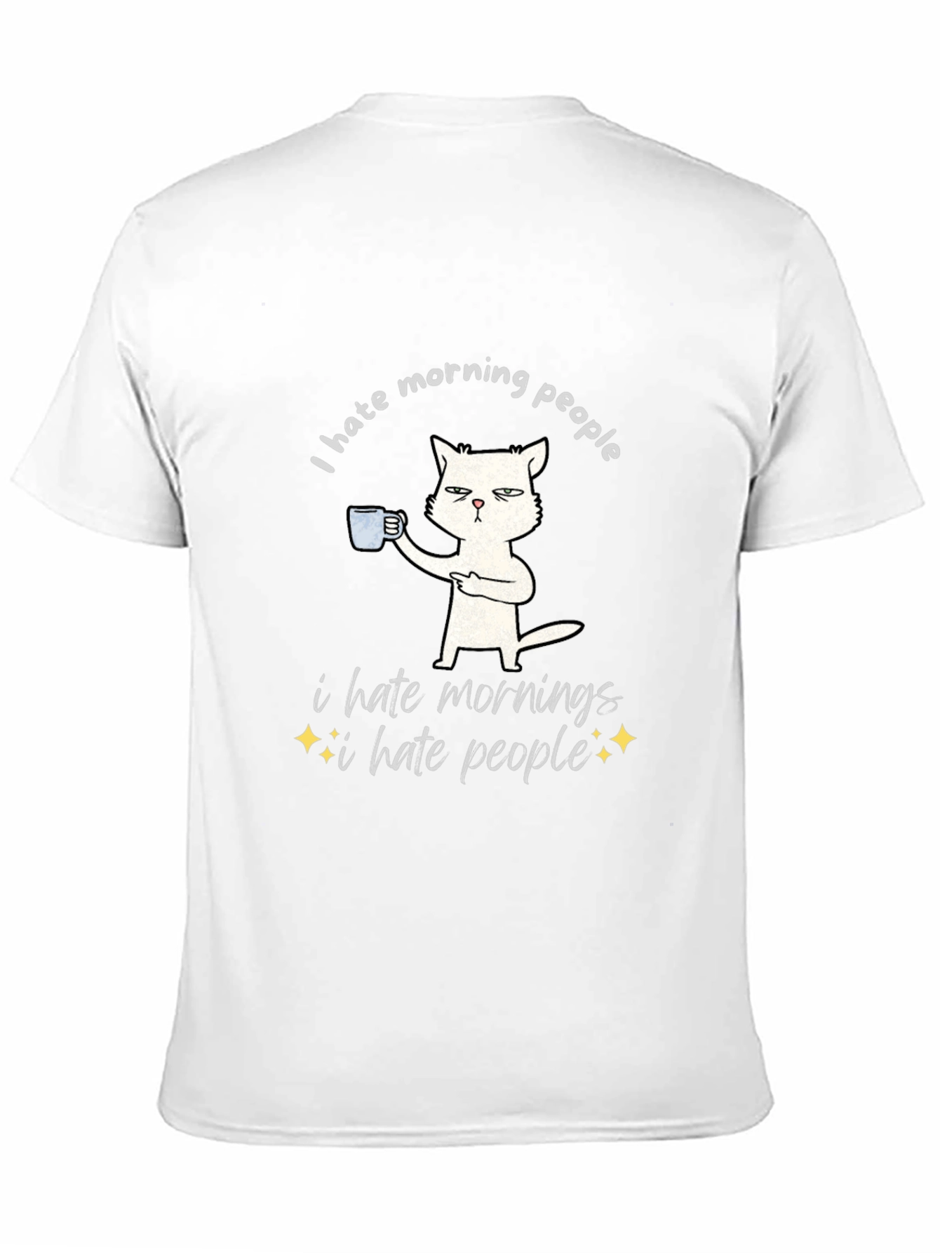 Black I Hate Morning People Cat T-Shirt - Funny Graphic Tee view 11