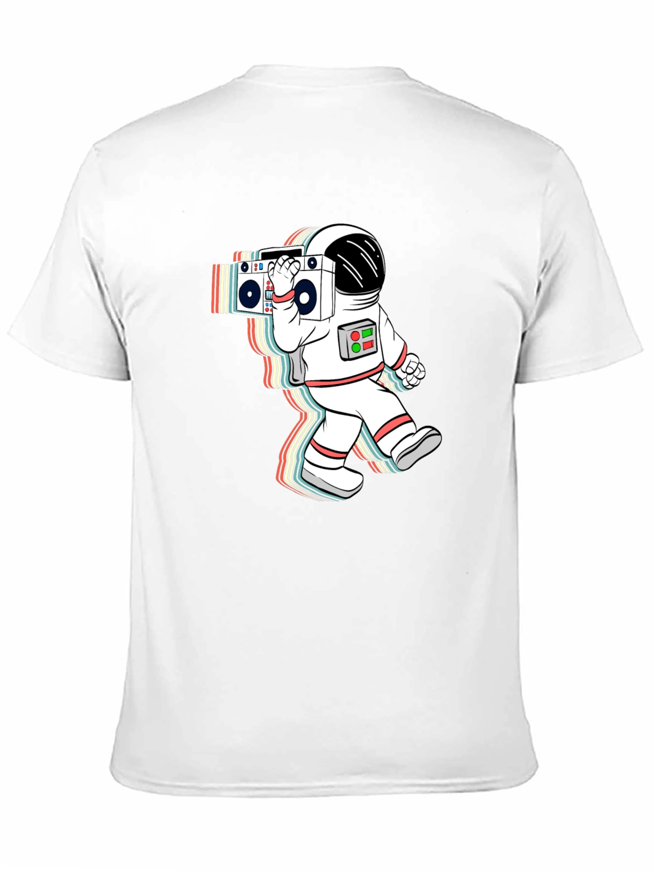 Black Retro Astronaut Boombox Black T-Shirt view 11