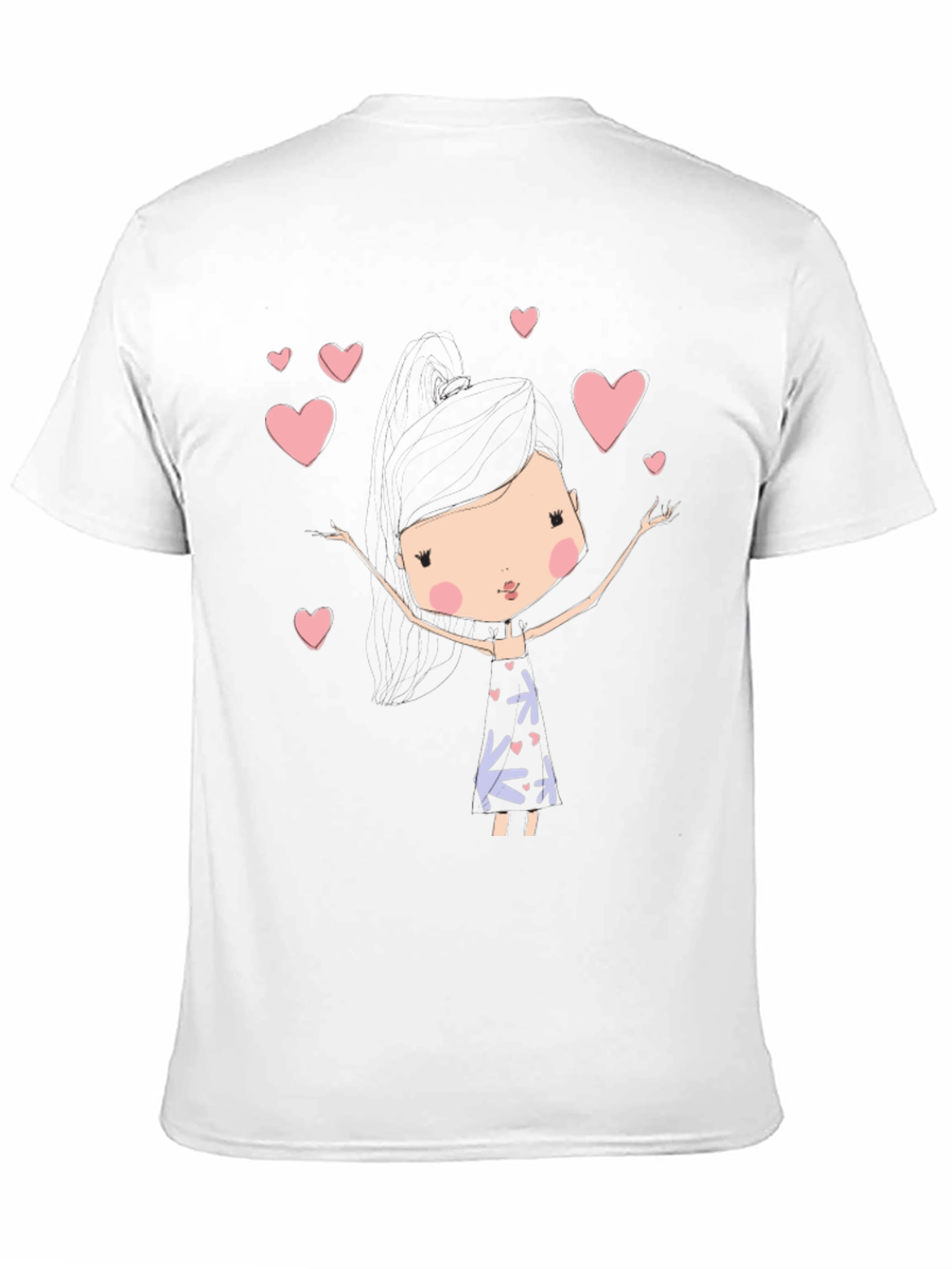 Black Cute Girl Heart T-Shirt view 11