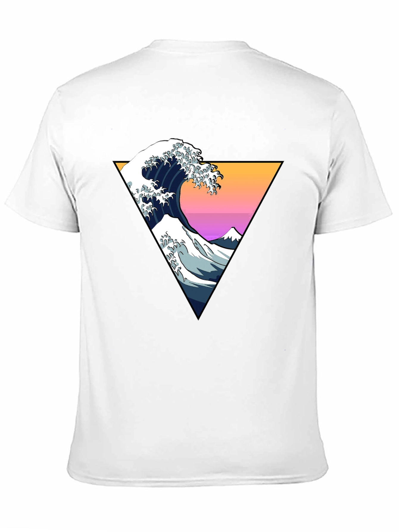 Black Great Wave Geometric Triangle T-Shirt view 11