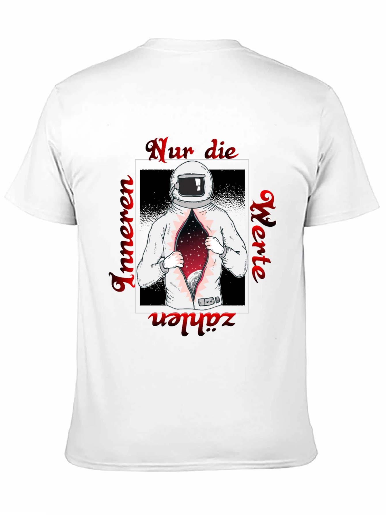 Black Astronaut Space T-Shirt - German Text Print view 11