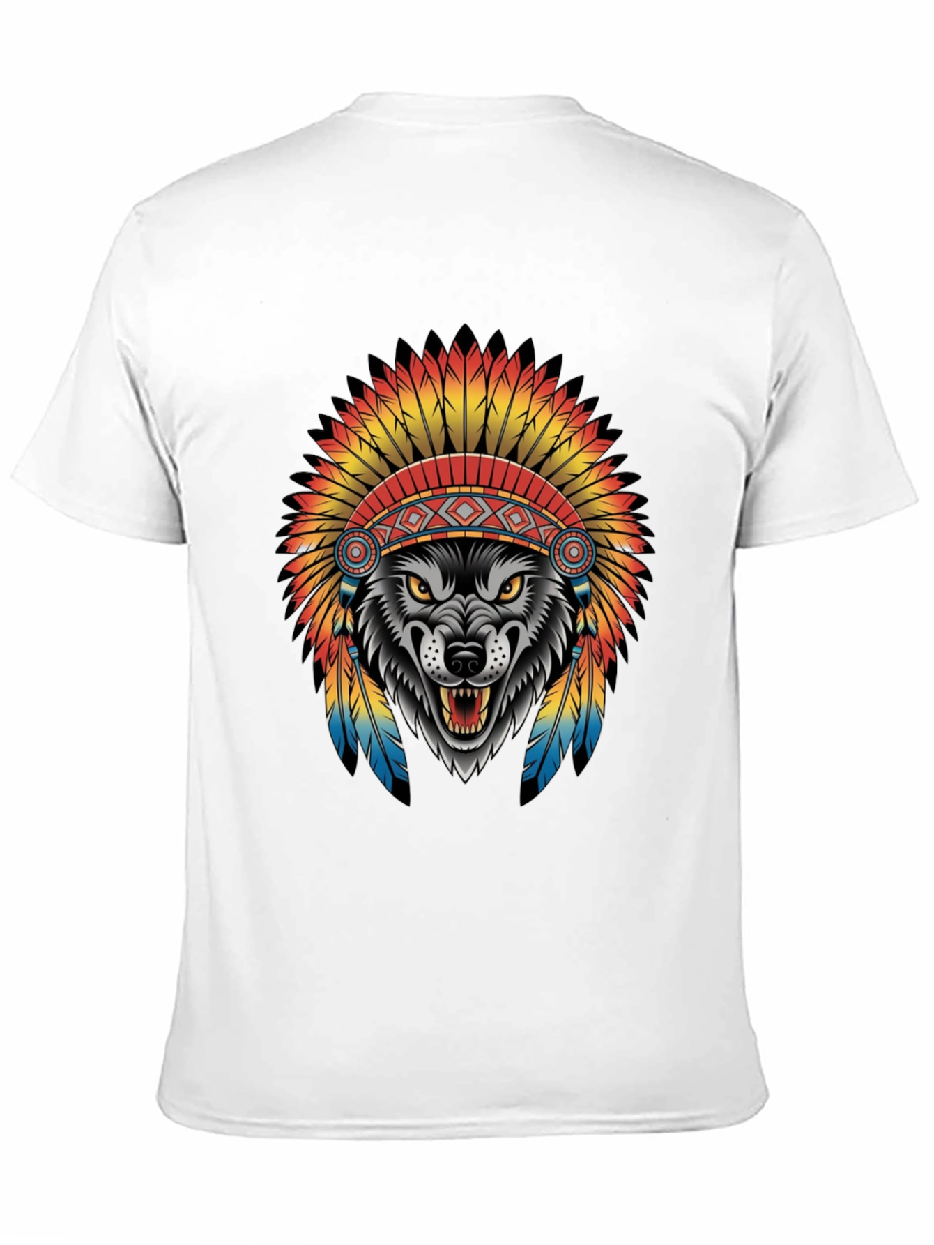 Black Wolf in Headdress Graphic Tee - Black view 11