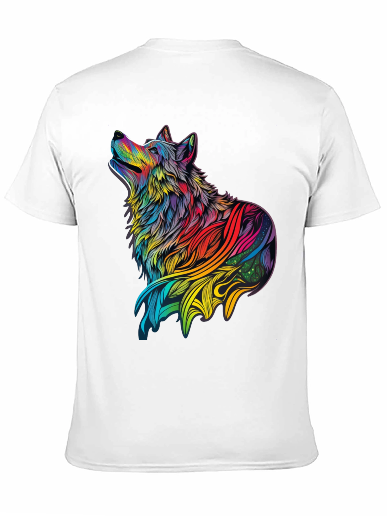 Black Rainbow Wolf Graphic Black T-Shirt view 11