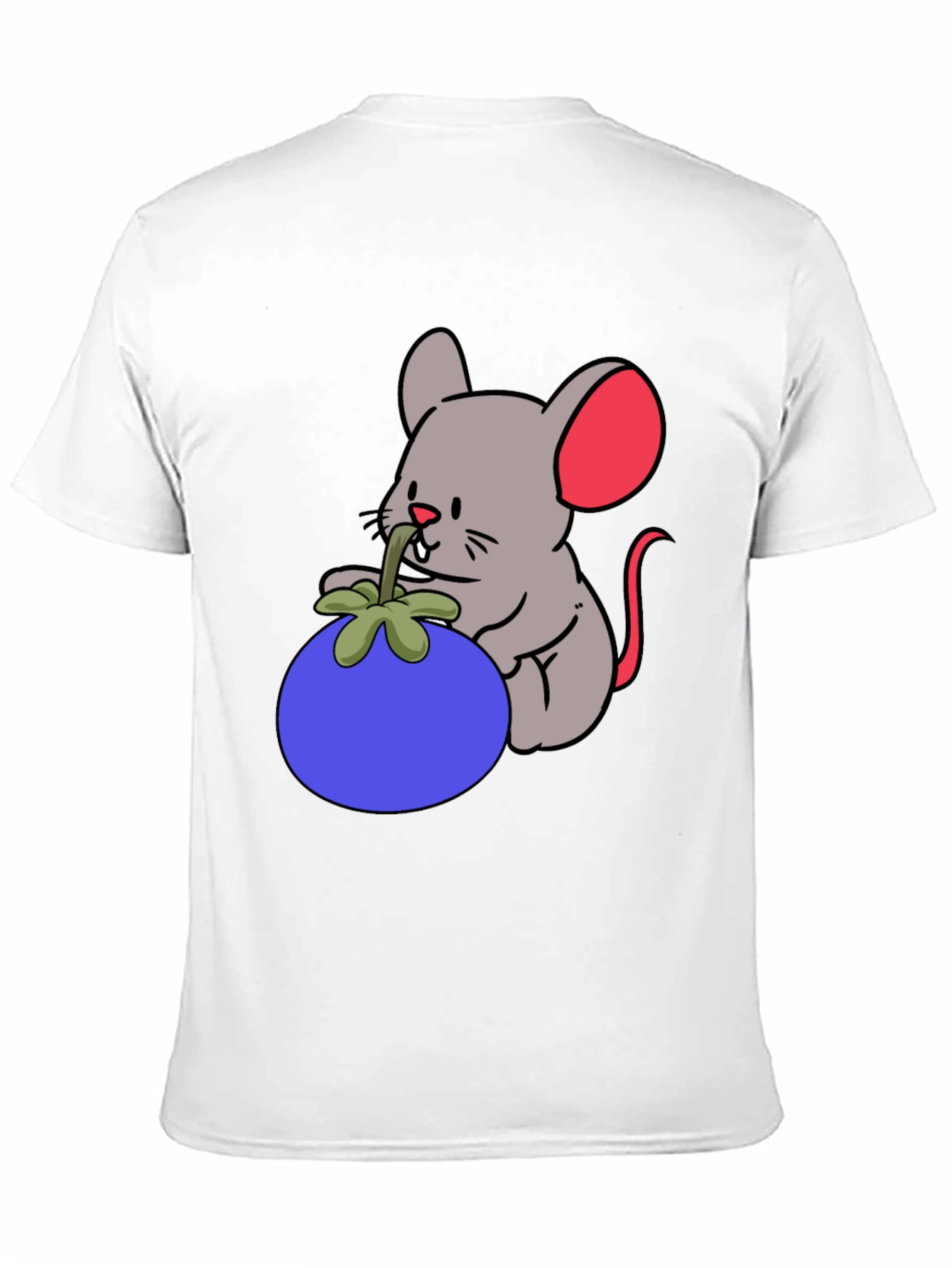 Black Cartoon Mouse & Berry Graphic Black T-Shirt view 11