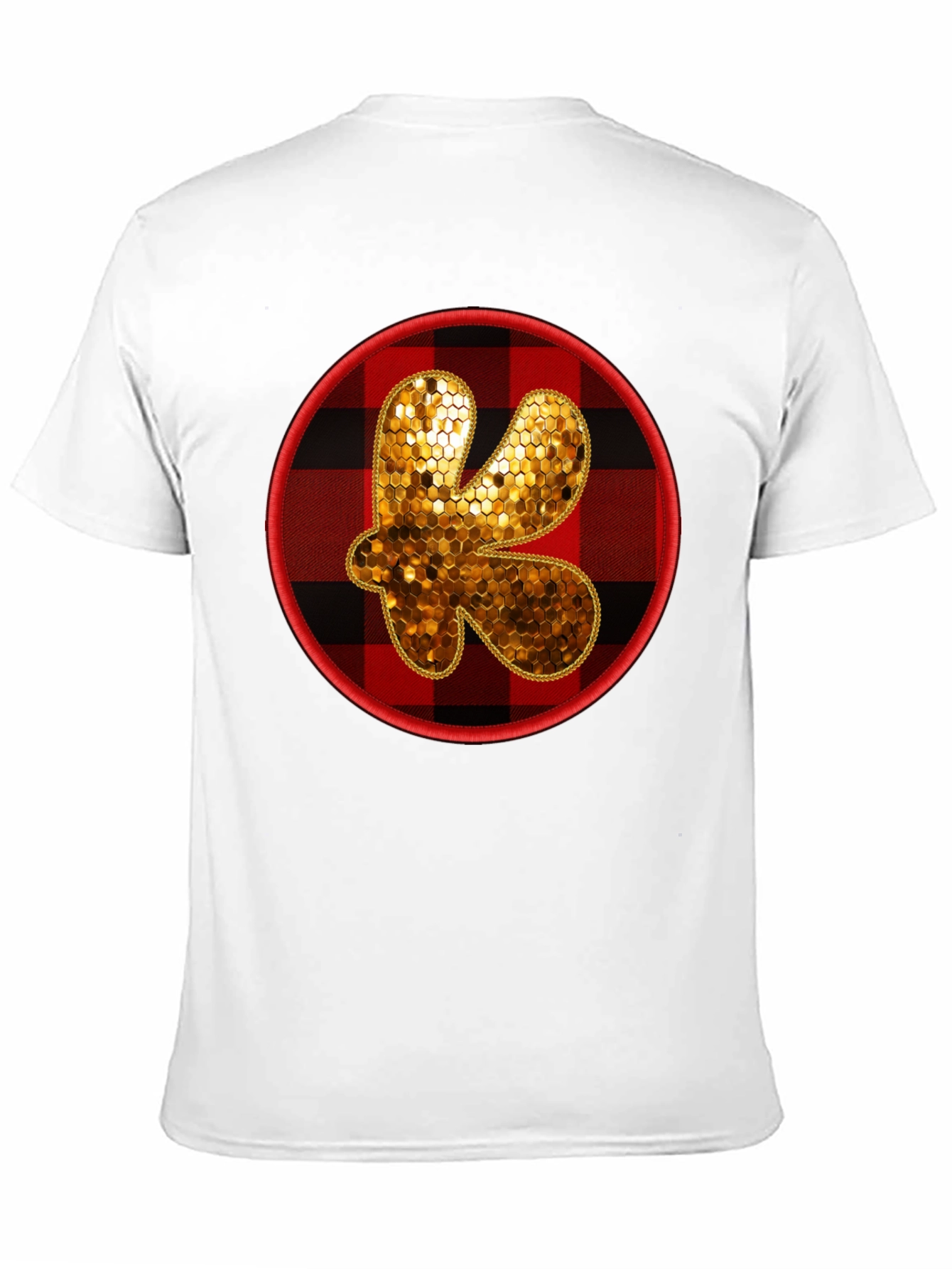 Plaid Letter K Graphic Tee - Black - 11