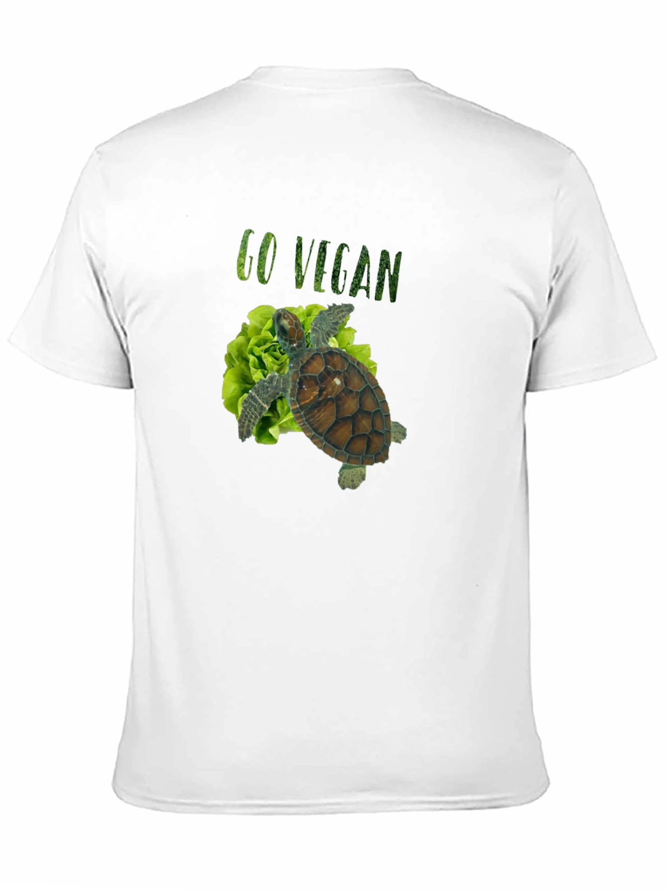 Black Go Vegan Turtle Tee - Unisex Black T-Shirt view 11