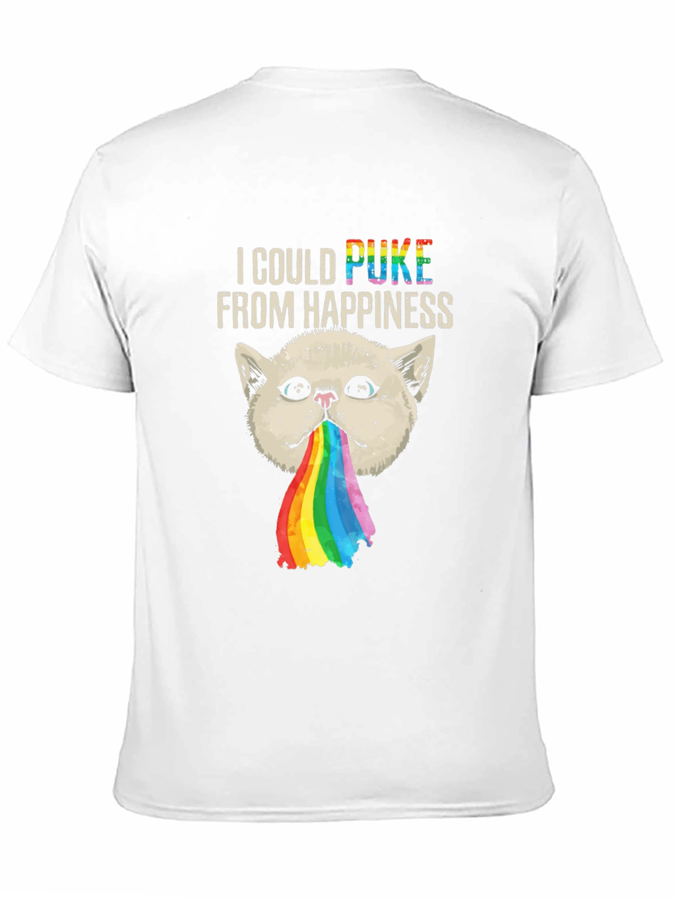 Black Rainbow Puke Cat Graphic Tee view 11