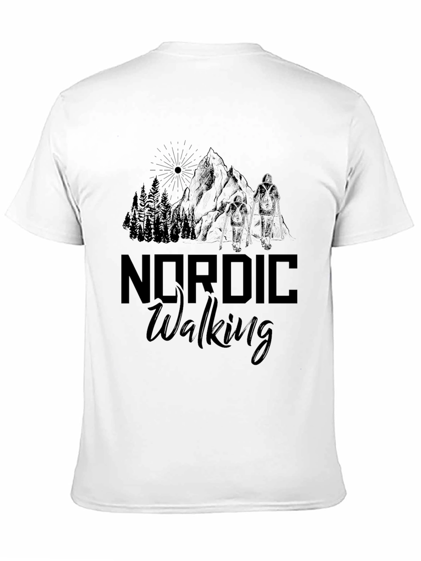 Black Nordic Walking Black T-Shirt - Outdoor Adventure Tee view 11