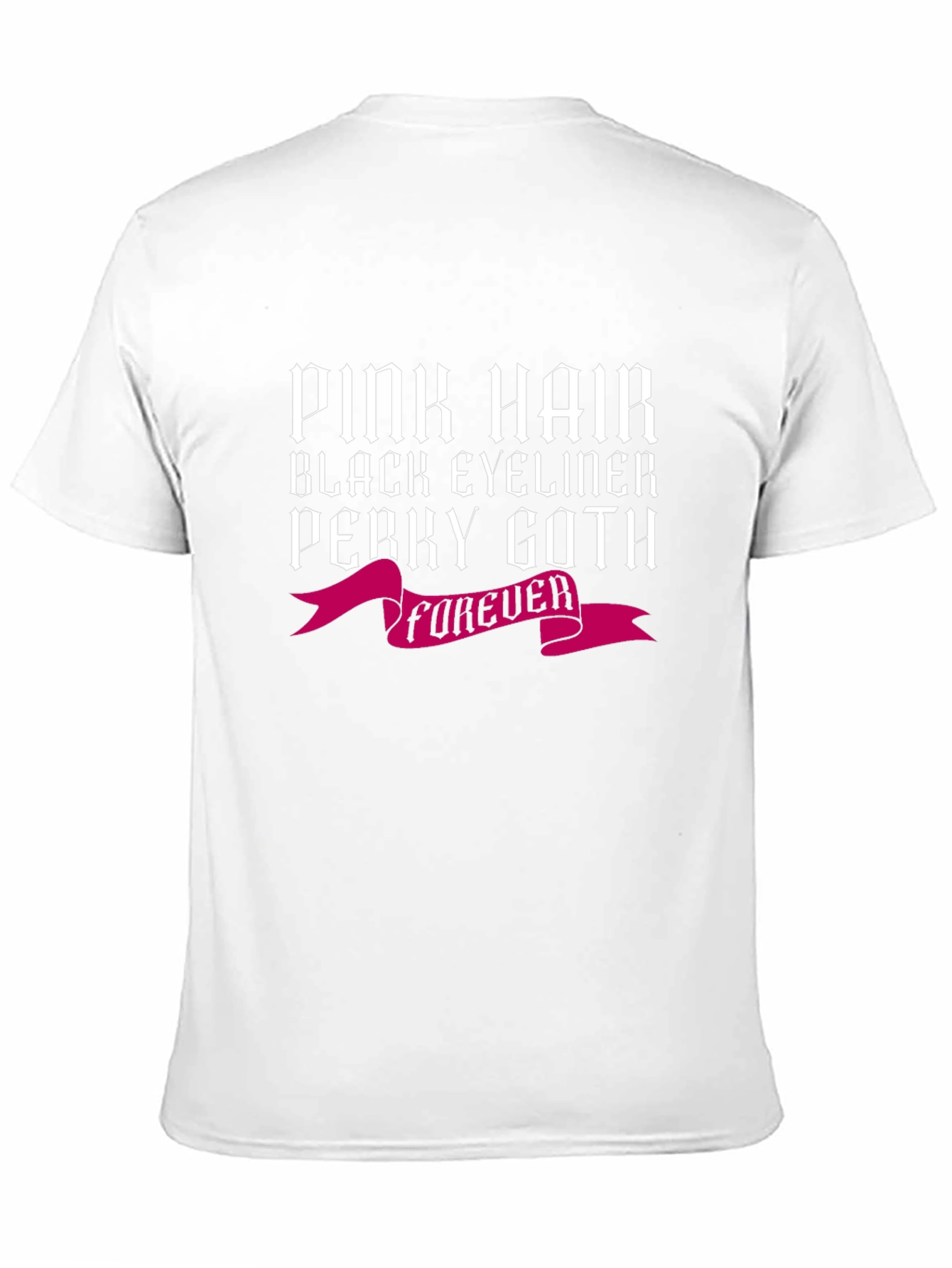 Black Pink Hair Perky Goth Black Tee view 11