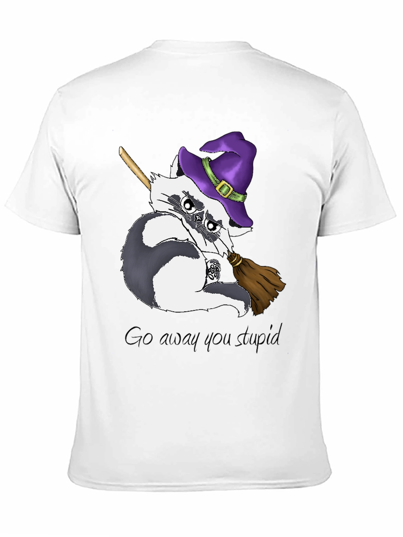 Black Grumpy Witch Raccoon T-Shirt view 11
