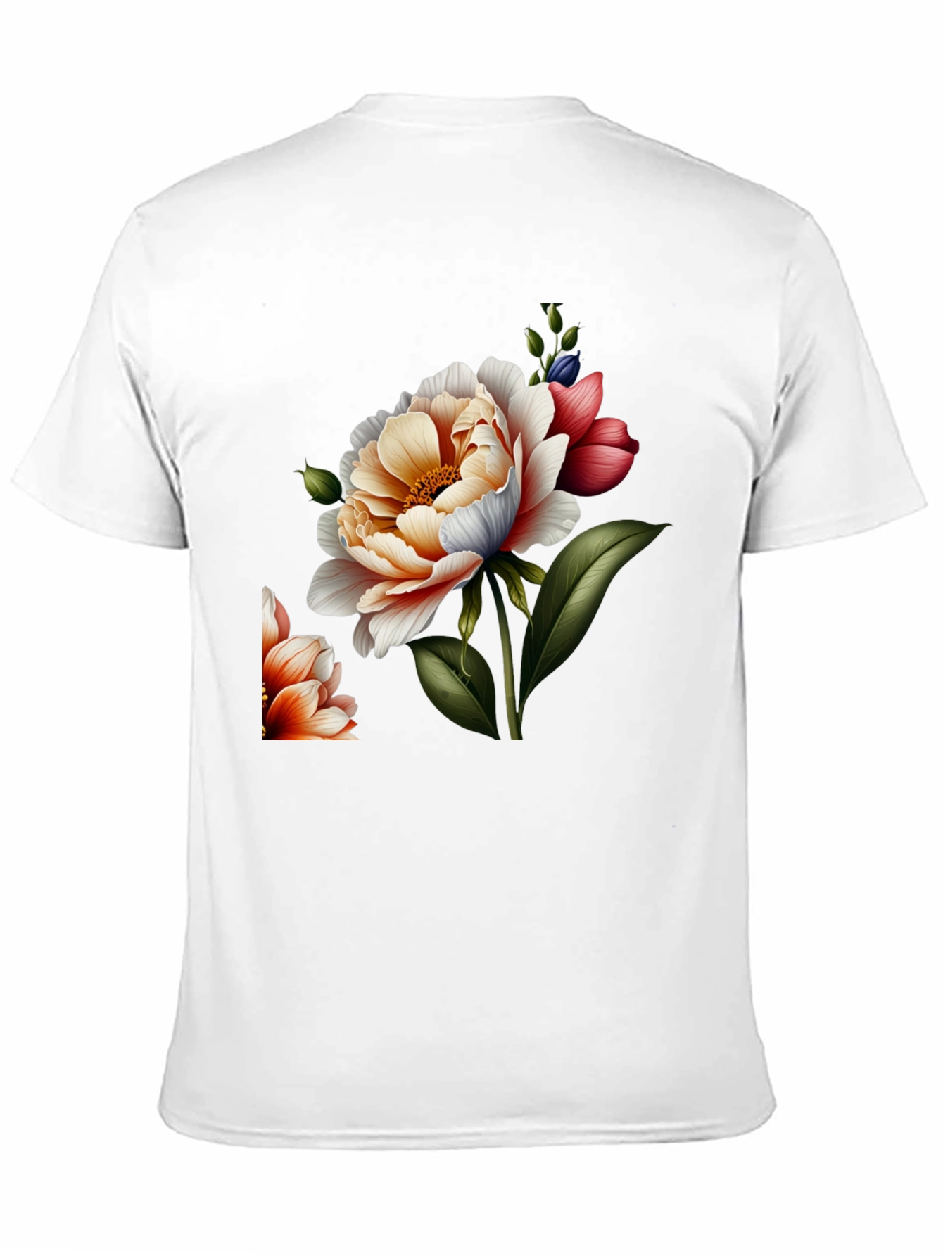 Black Floral Graphic Print Crew Neck Tee - Black view 11