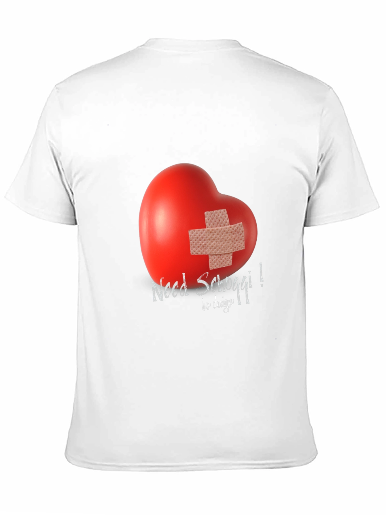 Black Need Schoggi! Heart Bandage Graphic Tee - Unisex Black T-Shirt view 11