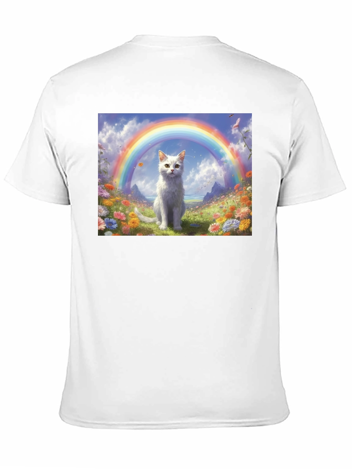Black Cat Rainbow Field T-Shirt - Unique Design view 11