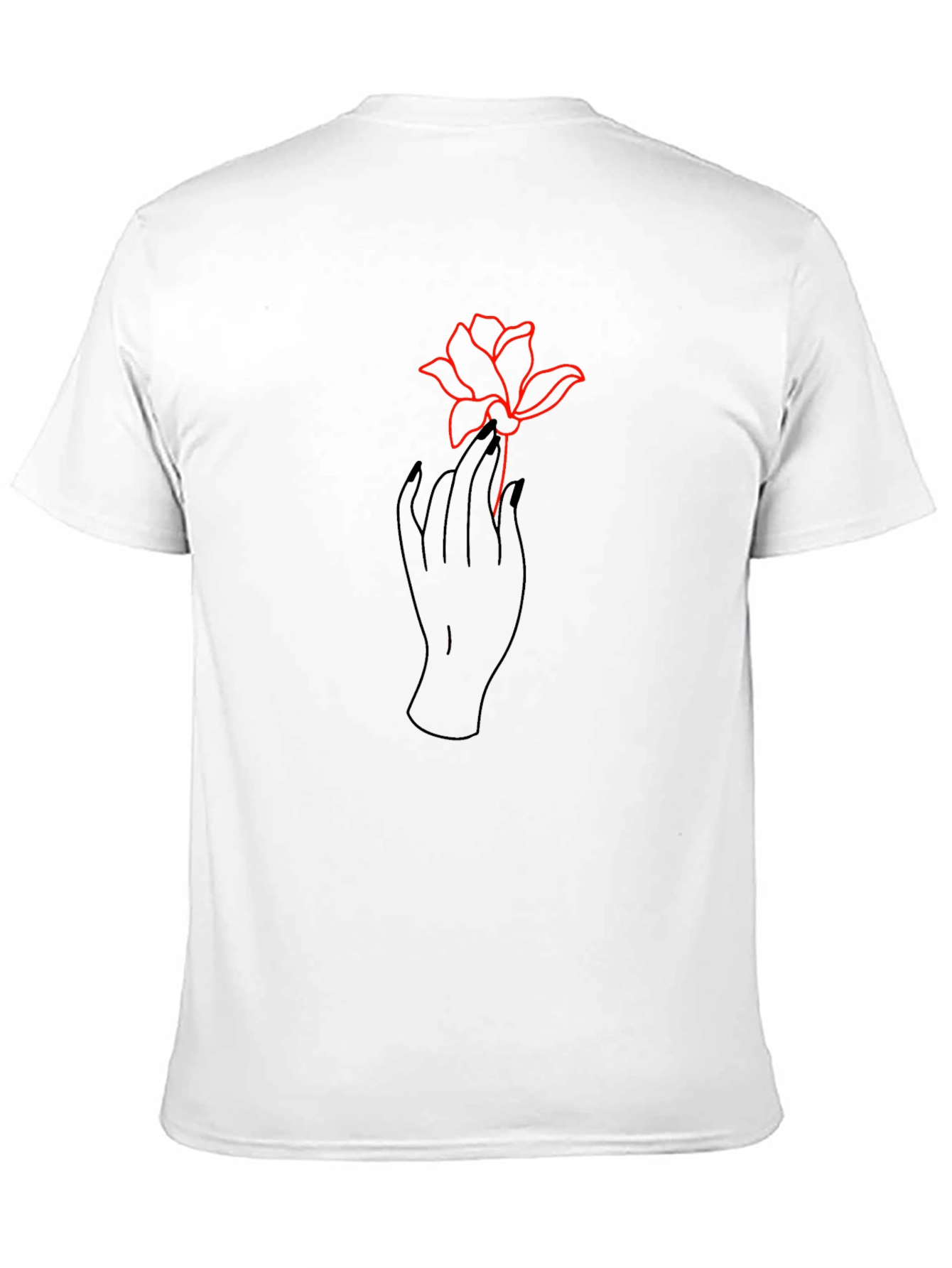 Black Floral Hand Print Black Casual Tee view 11