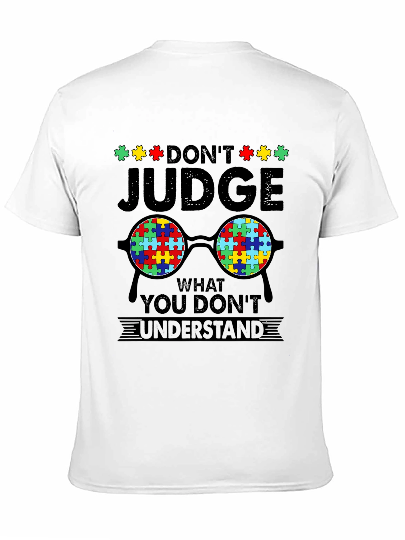 Black Autism Awareness T-Shirt - Don't Judge view 11