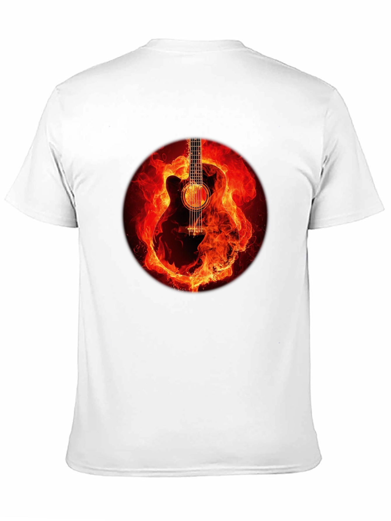 Black Fiery Guitar Graphic Tee - Black Cotton Blend view 11