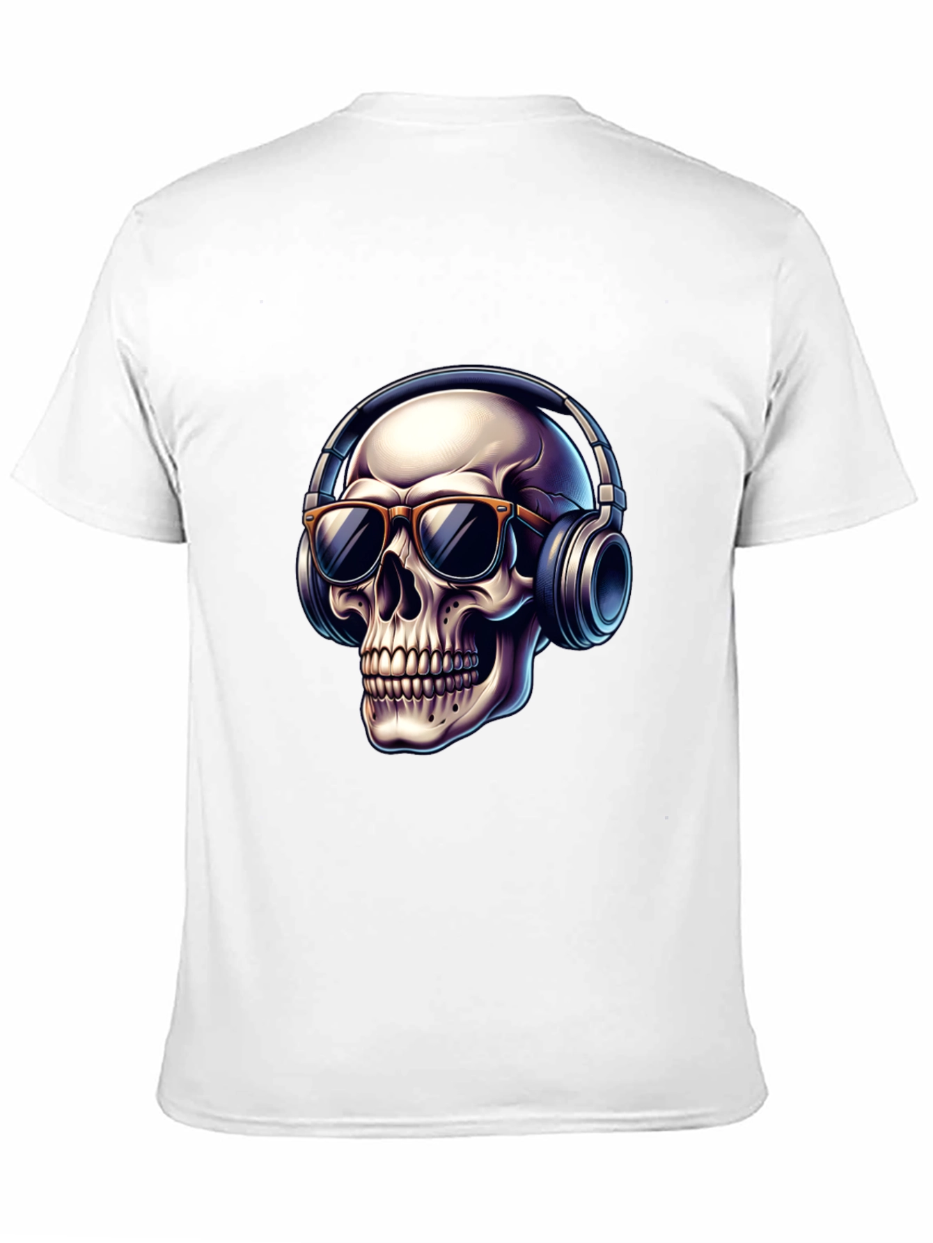 Black Skull with Headphones Graphic T-Shirt - Cool Design view 11