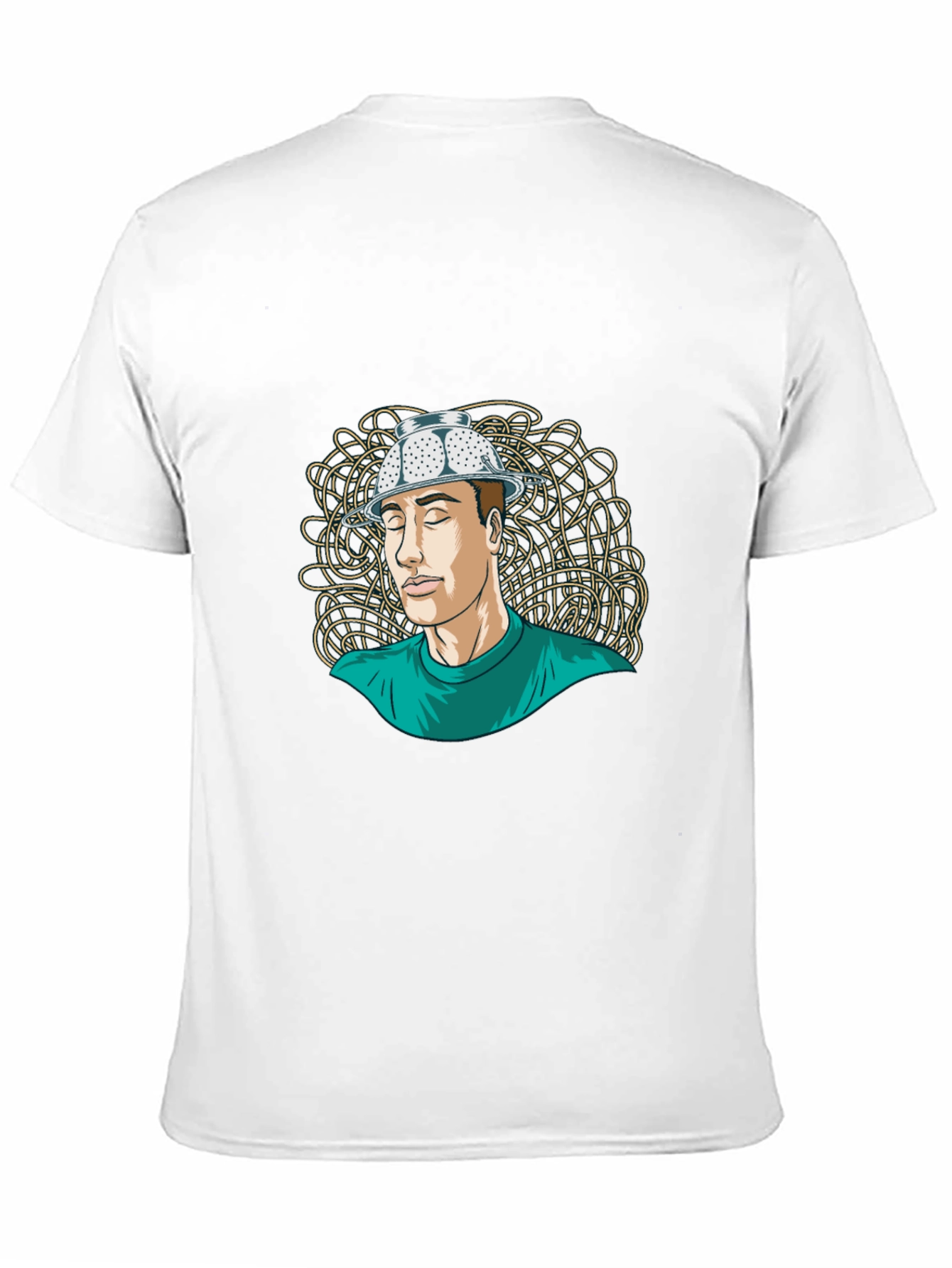 Black Colander Hat Man Tee - Quirky Graphic T-Shirt view 11