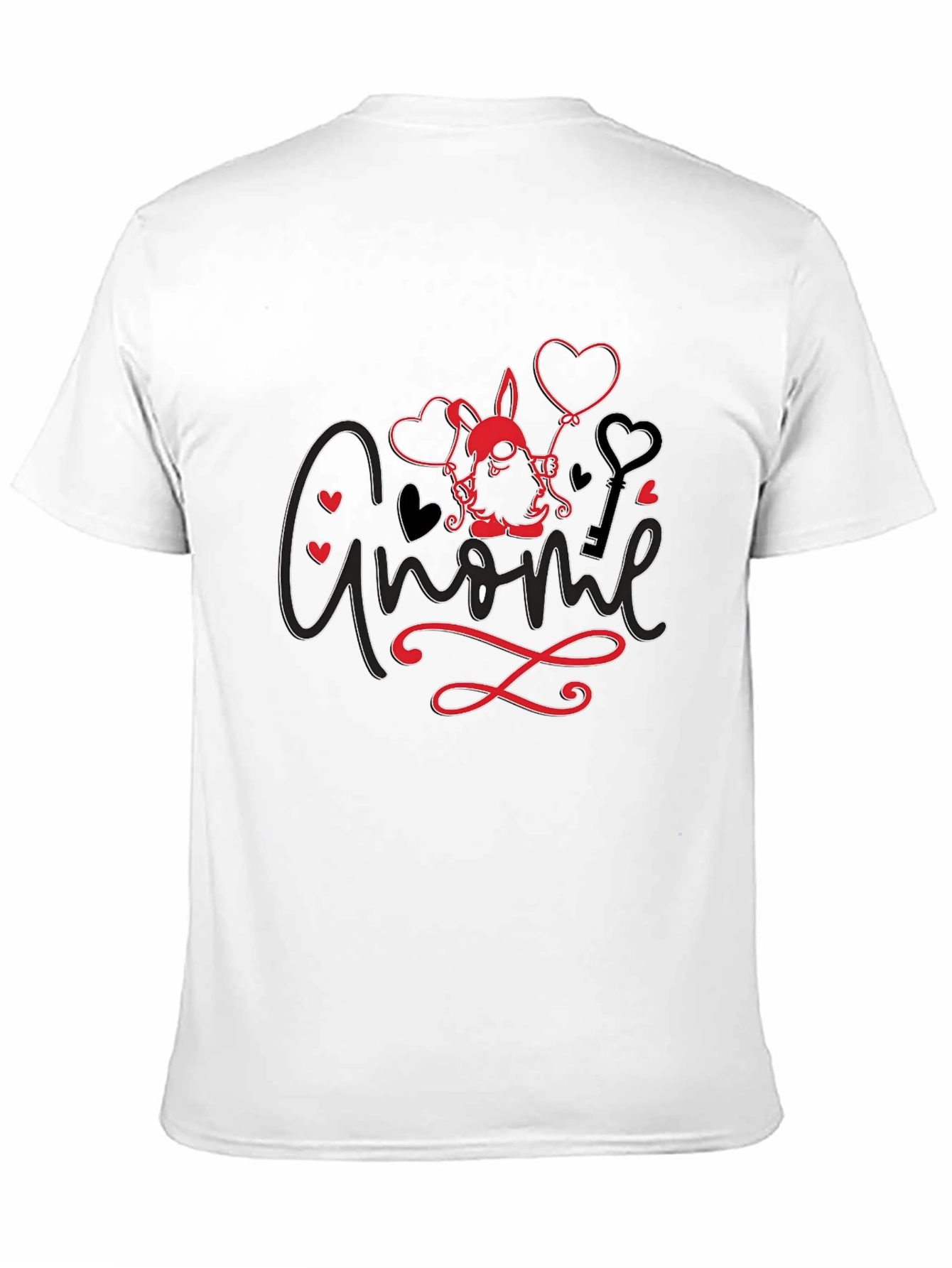 Black Gnome Valentine T-Shirt - Love Heart Key Design view 11