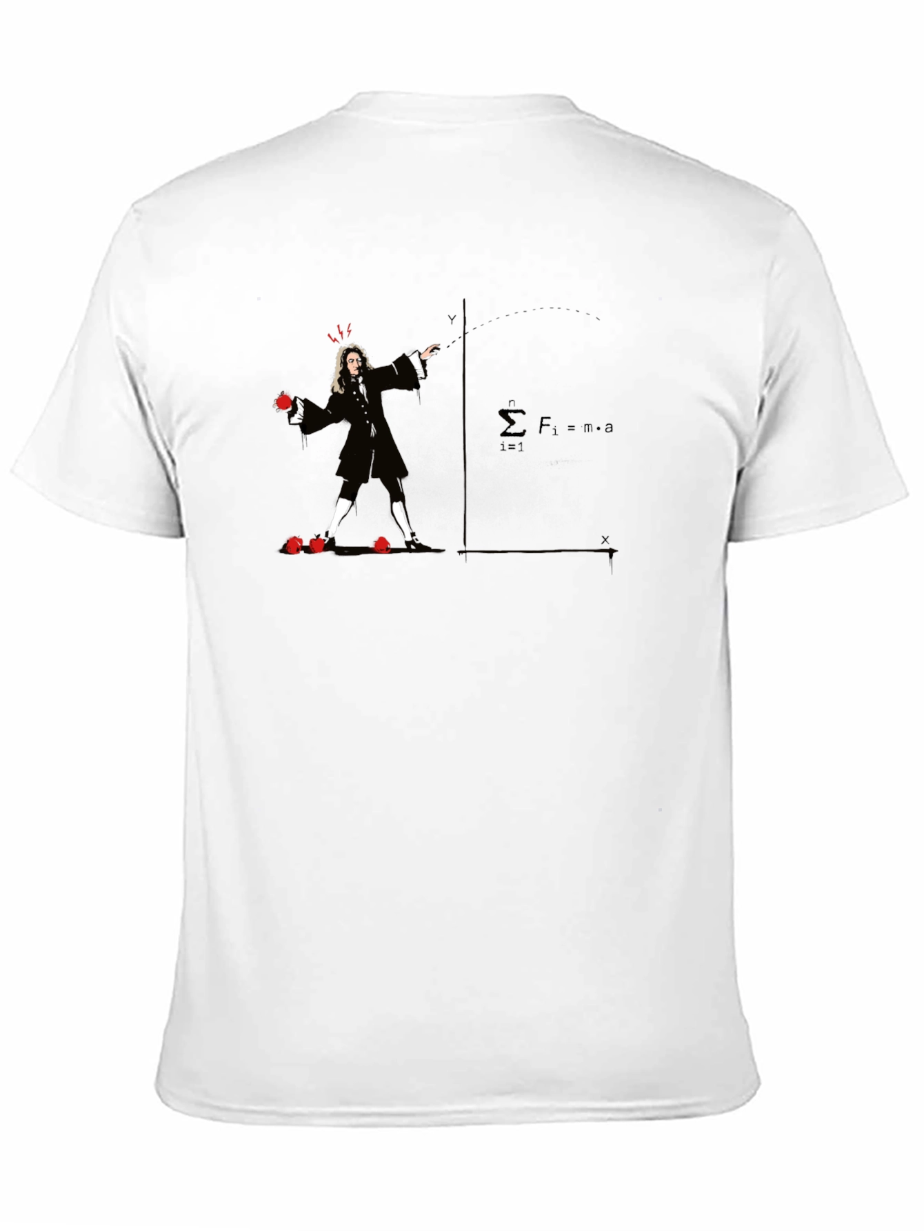Black Newton's Apple T-Shirt - Physics Humor view 11