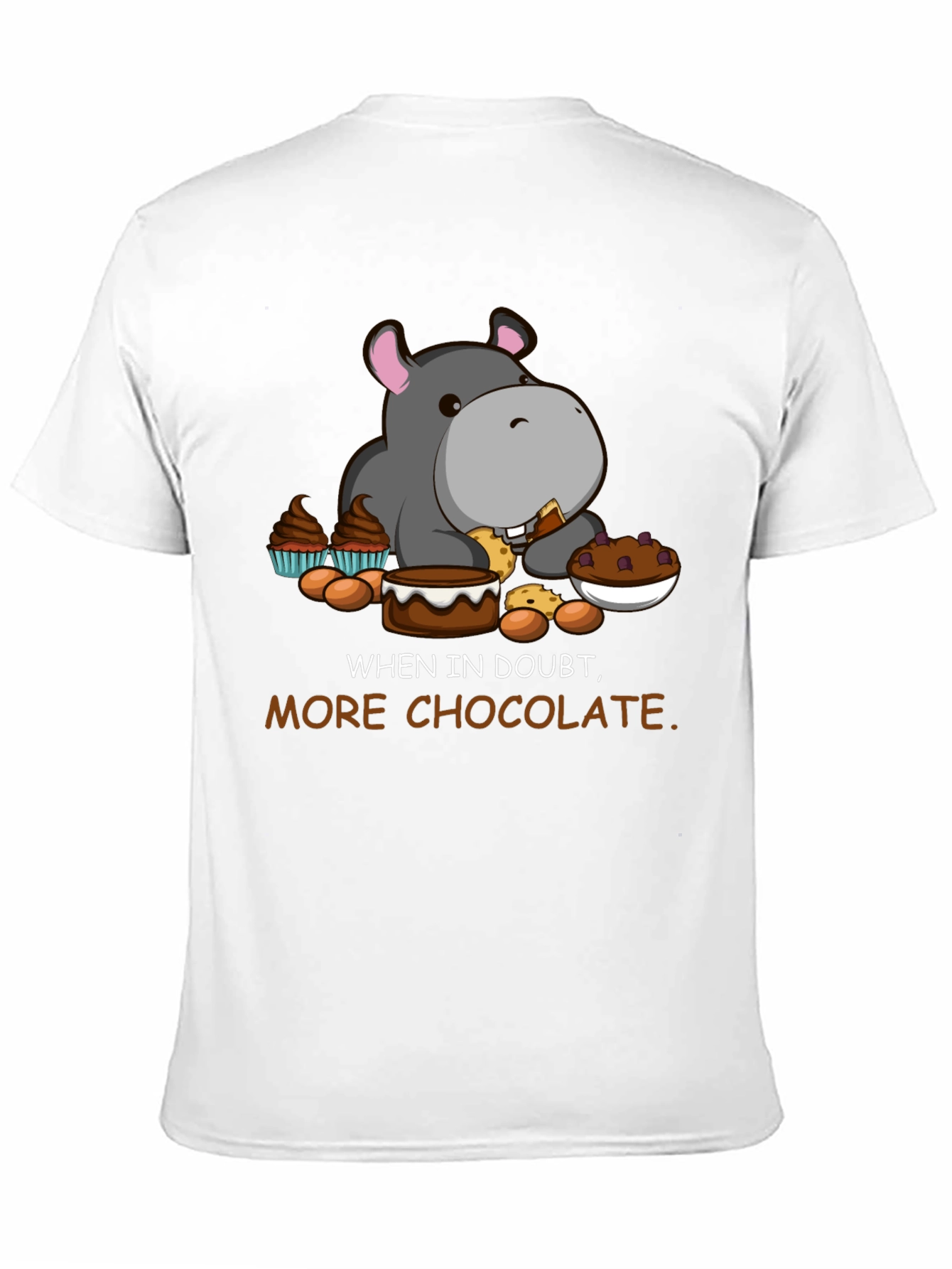 Black Chocolate Hippo T-Shirt - Funny Cartoon Tee view 11